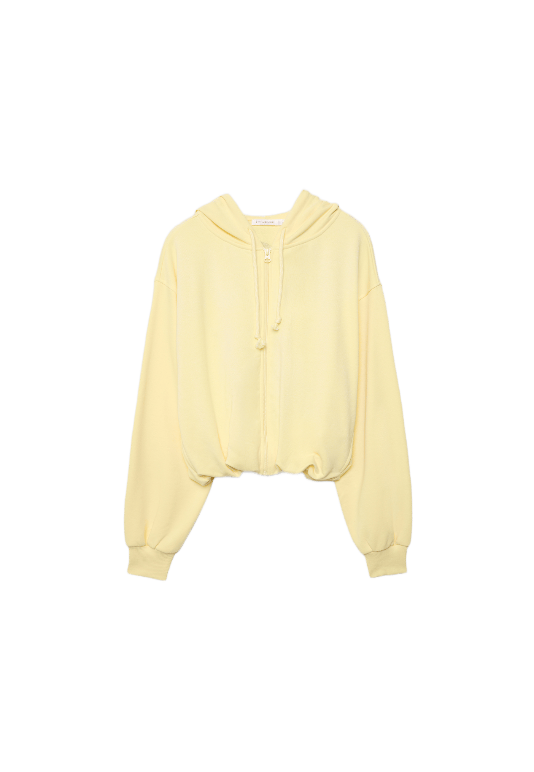 Printed Hooded Bomber Sweatshirt — Pastel yellow