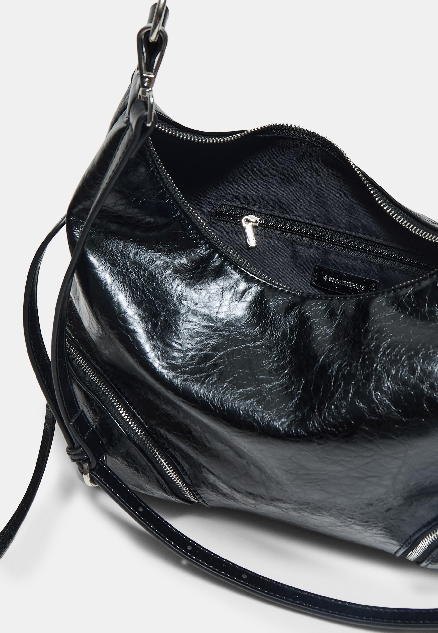 Shoulder bag with zips — Black