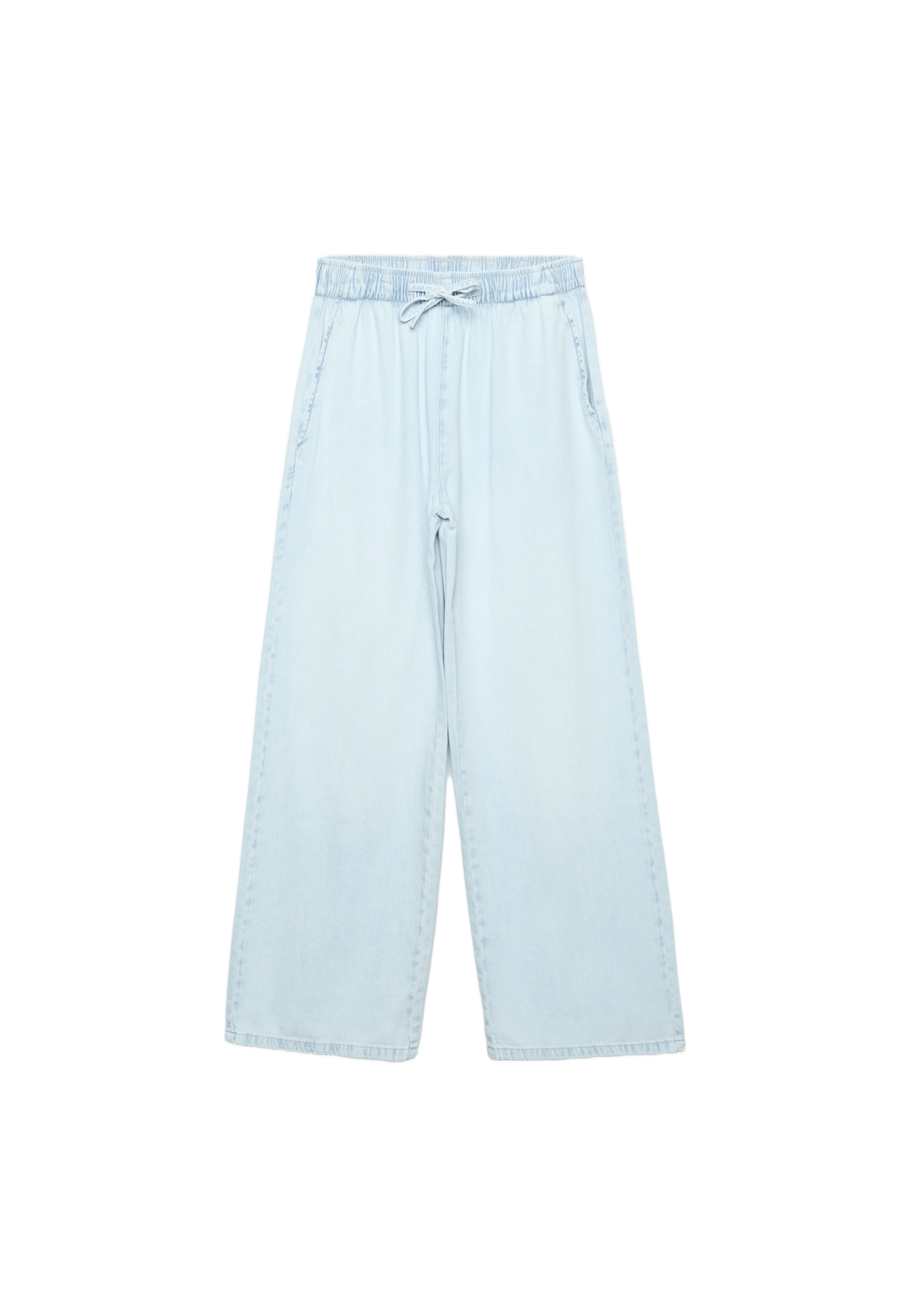 Flowy denim drawstring trousers — MEDIUM LIGHT BLUE DENIM
