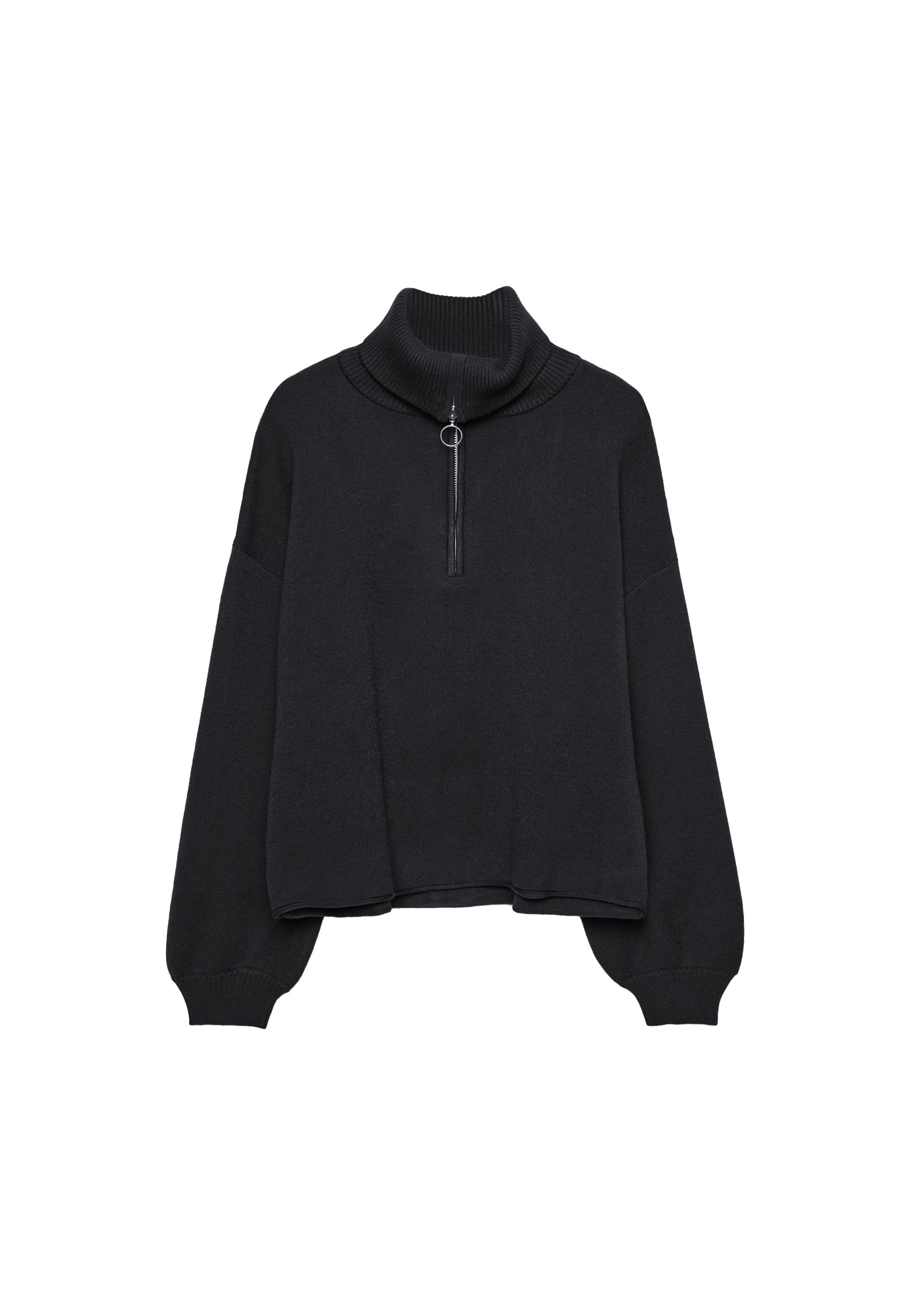 Knit jumper with zip — Black