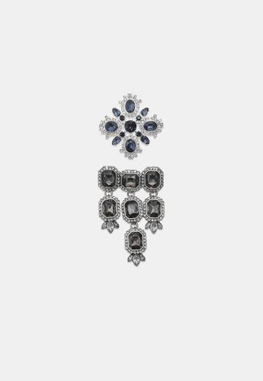 Set of 2 jewel-style brooches — Grey 1