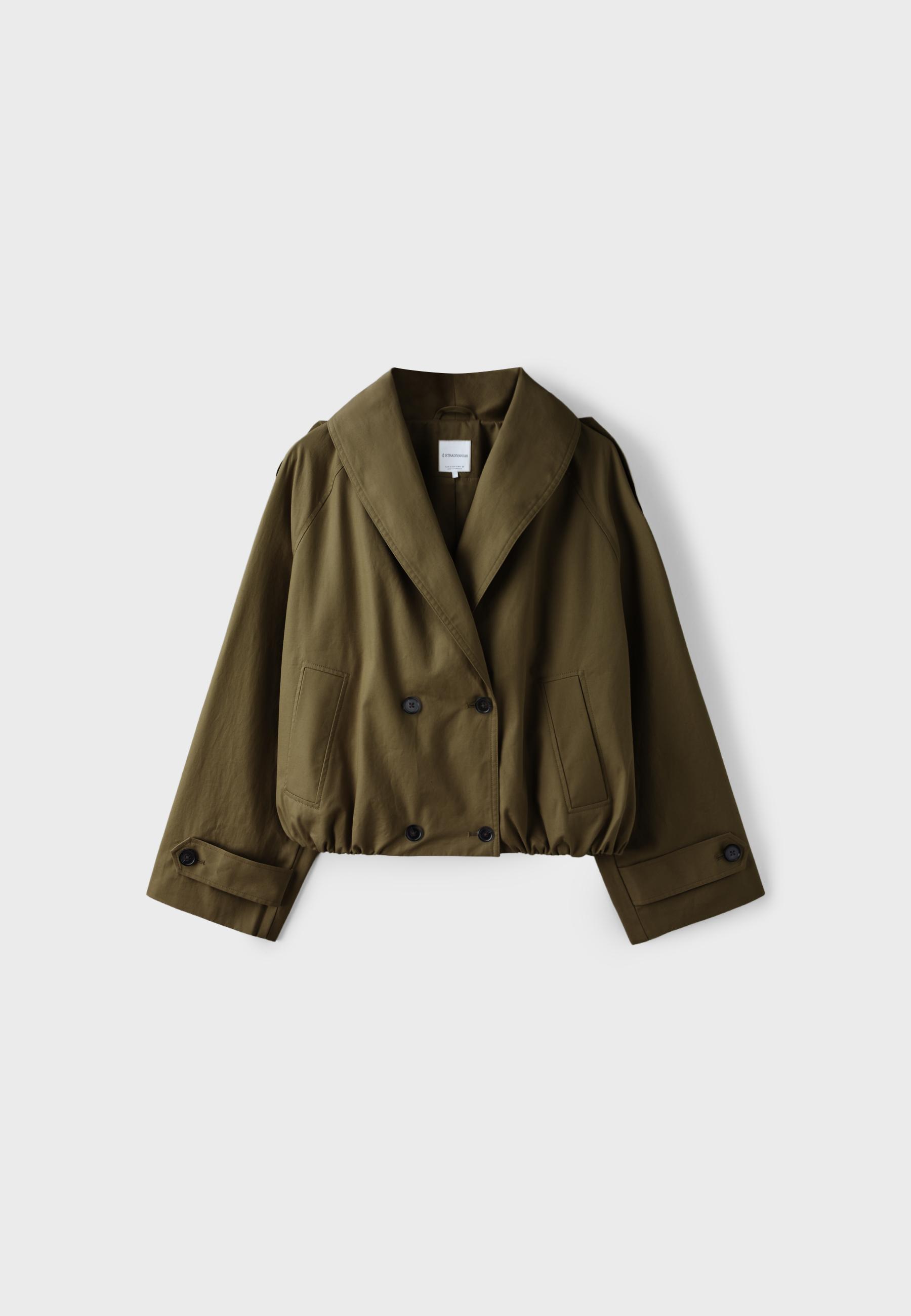 Bubble trench coat with shawl neck — Khaki