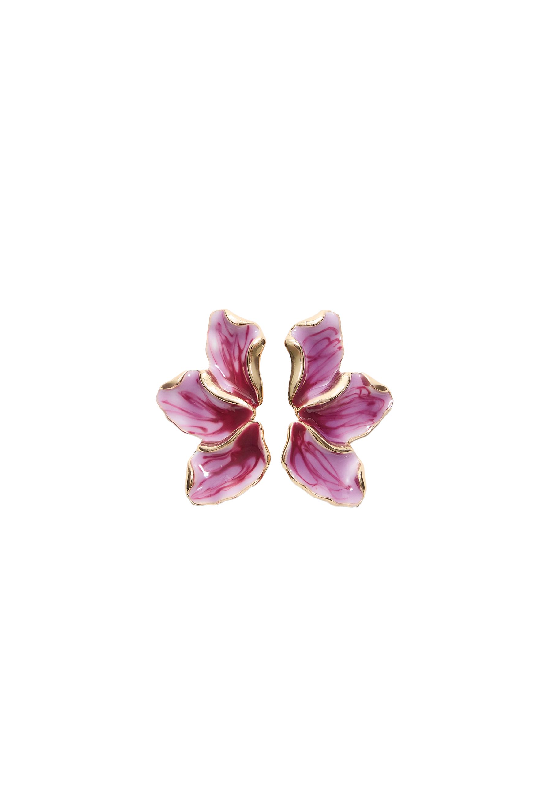 Enamelled fan earrings — Fuchsia