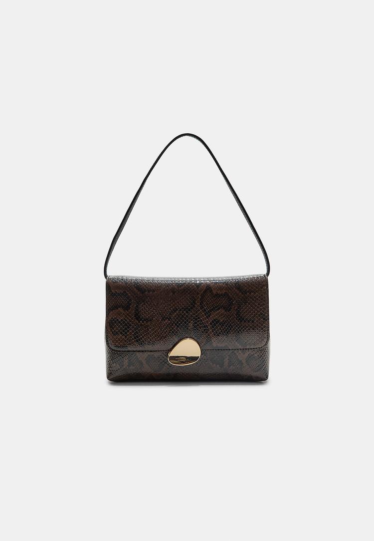 borsa con chiusura metallica asimmetrica stampa animalier