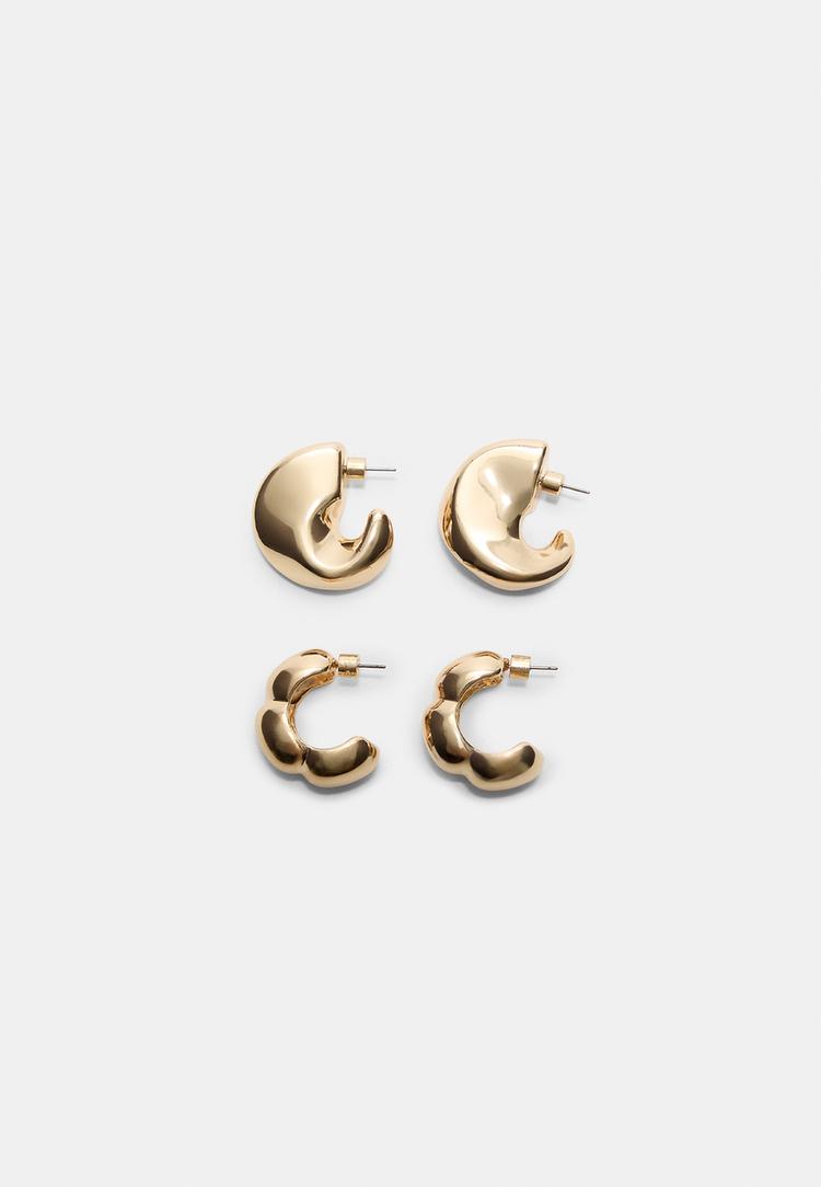 Stradivarius Set De 2 Perechi De Cercei Texturați Auriu Os
