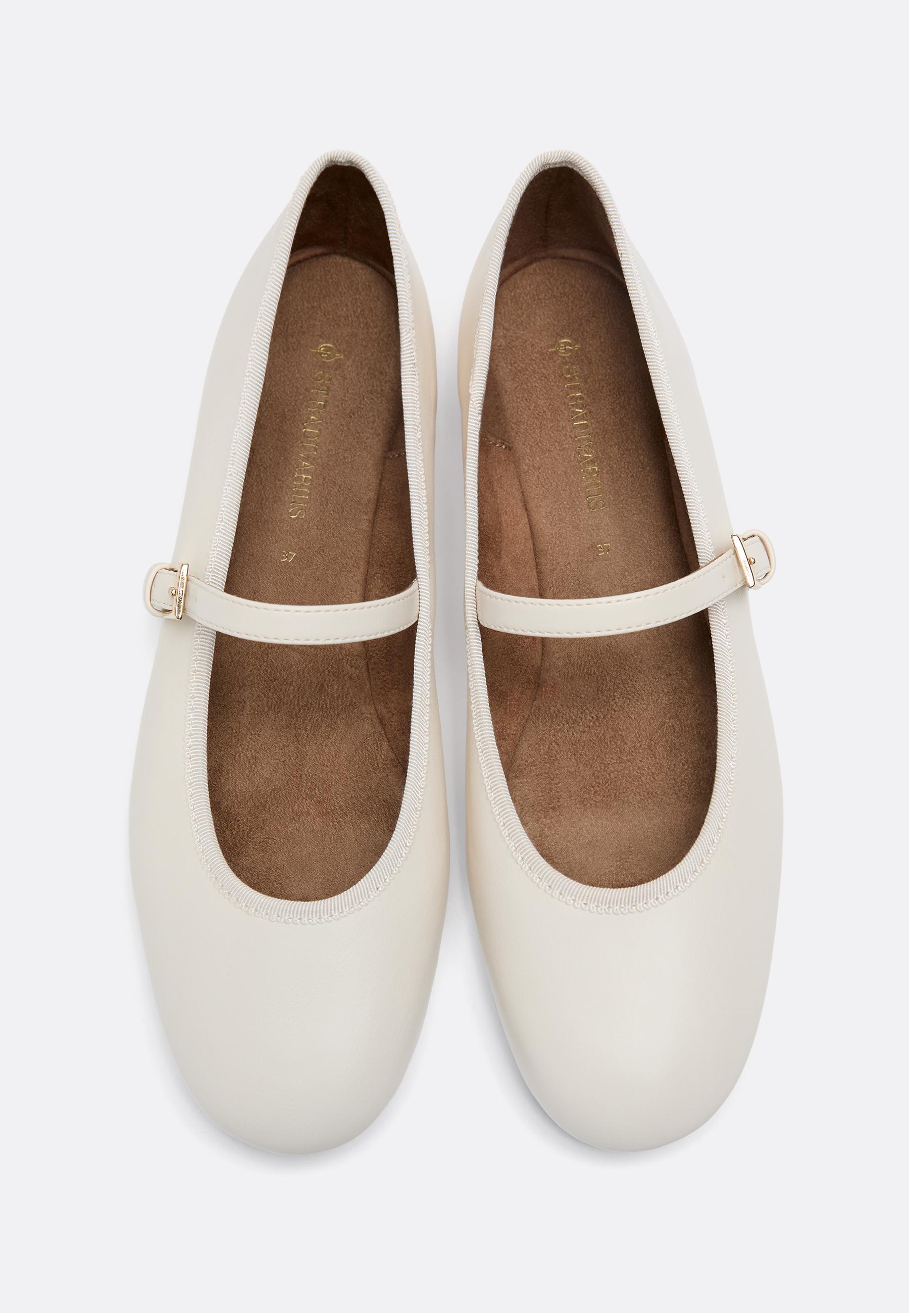 Basic Mary Jane ballet flats — ECRU
