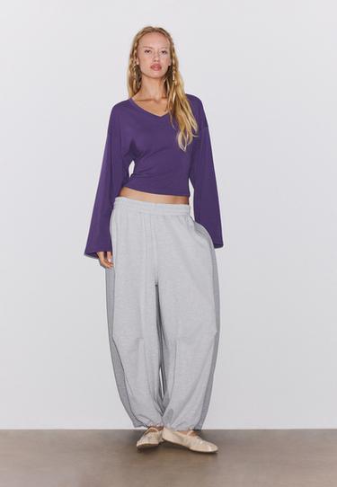 V-neck long sleeve Japanese-style top — Purple 2