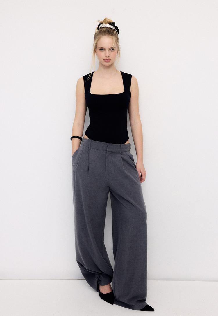 Stradivarius Body Din Poliamidă Cu Decolteu Pătrat Negru L