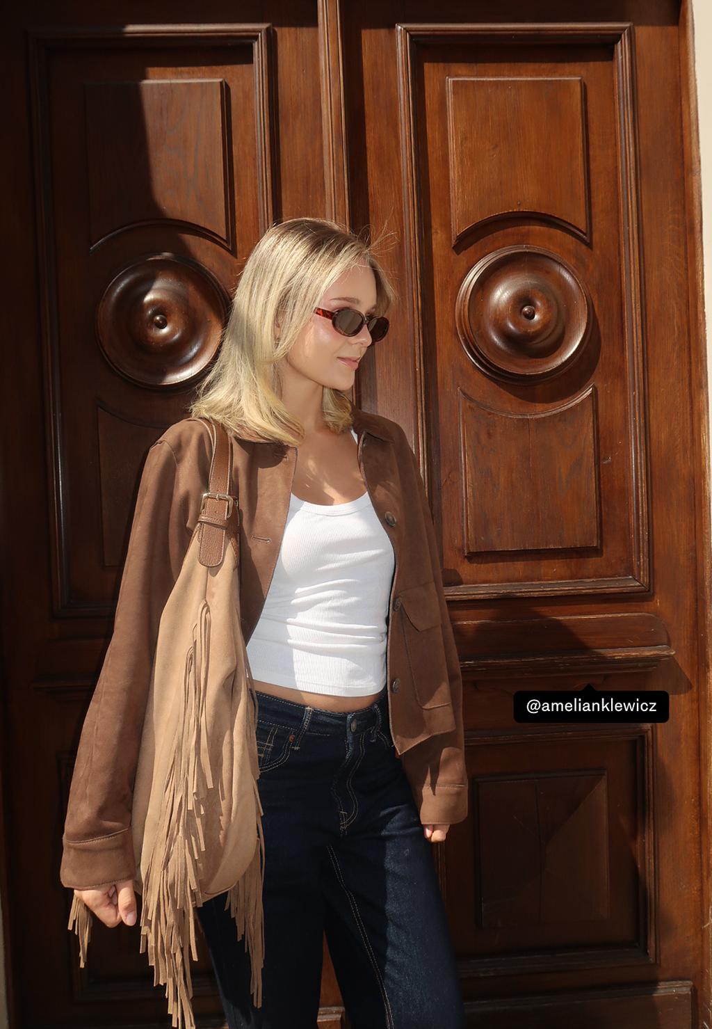 Bolso efecto ante maxi flecos