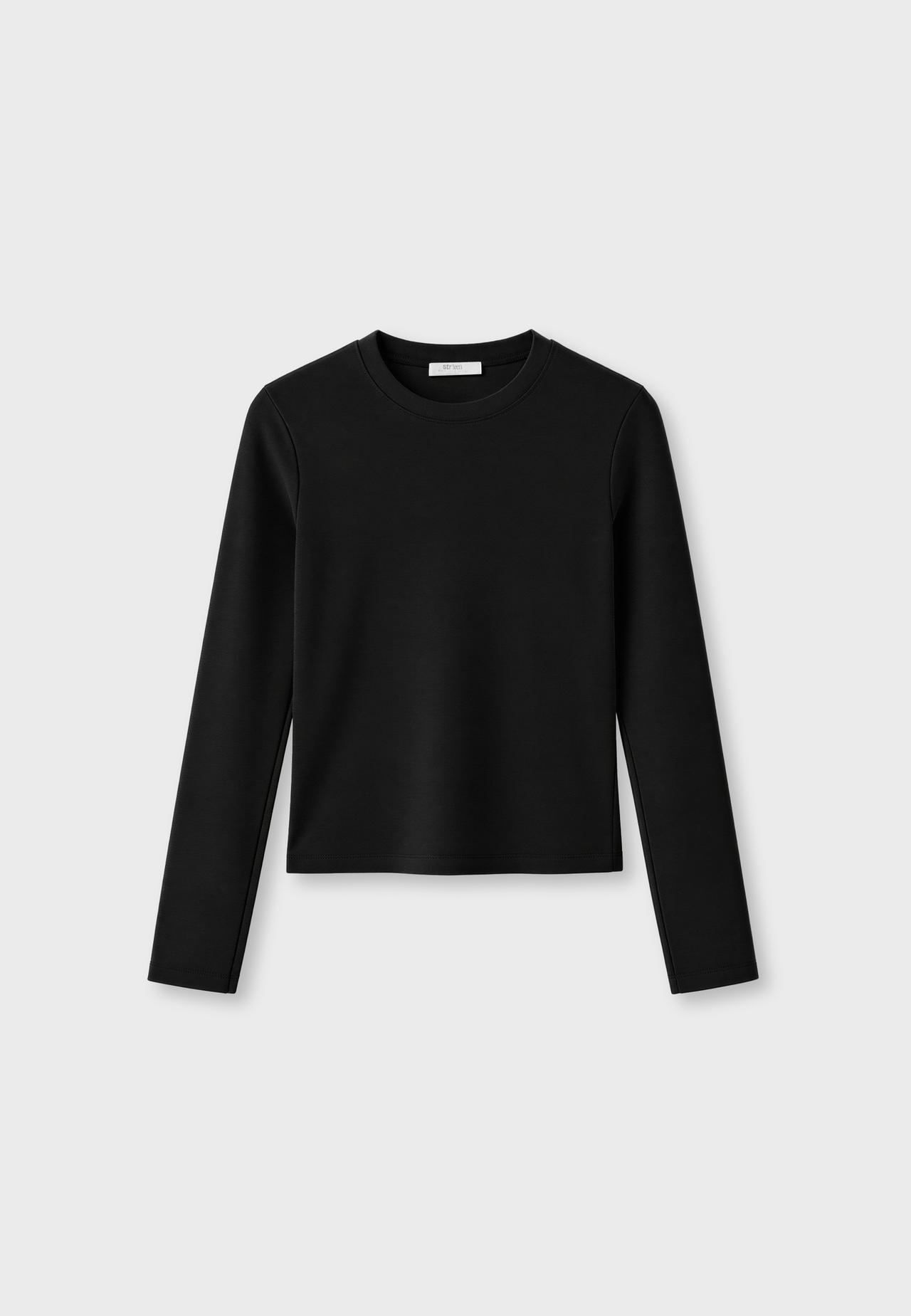 Long sleeve round neck T-shirt — Black