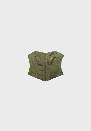 Lace-up corset — Khaki 8