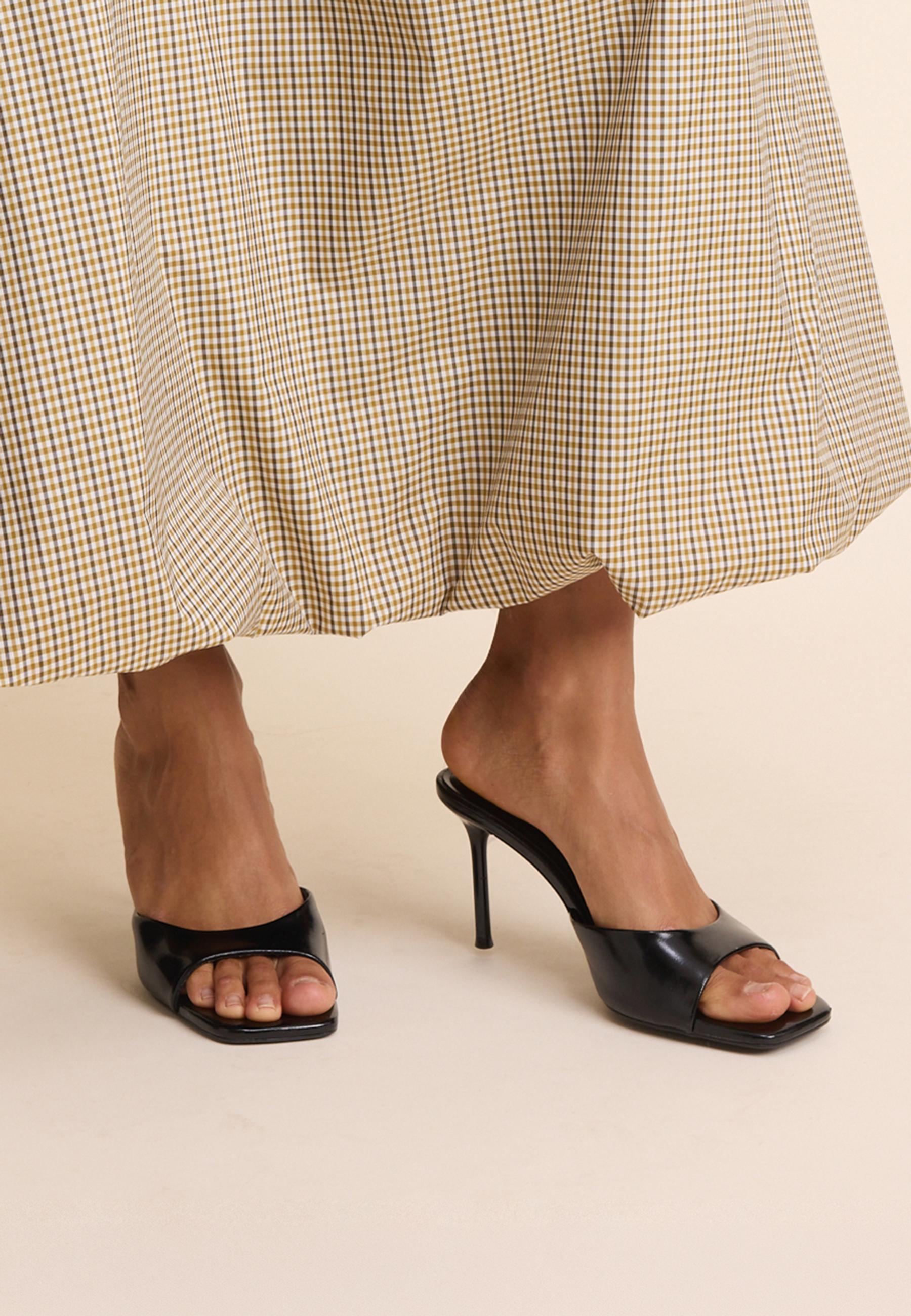 Heeled mule sandals — BLACK
