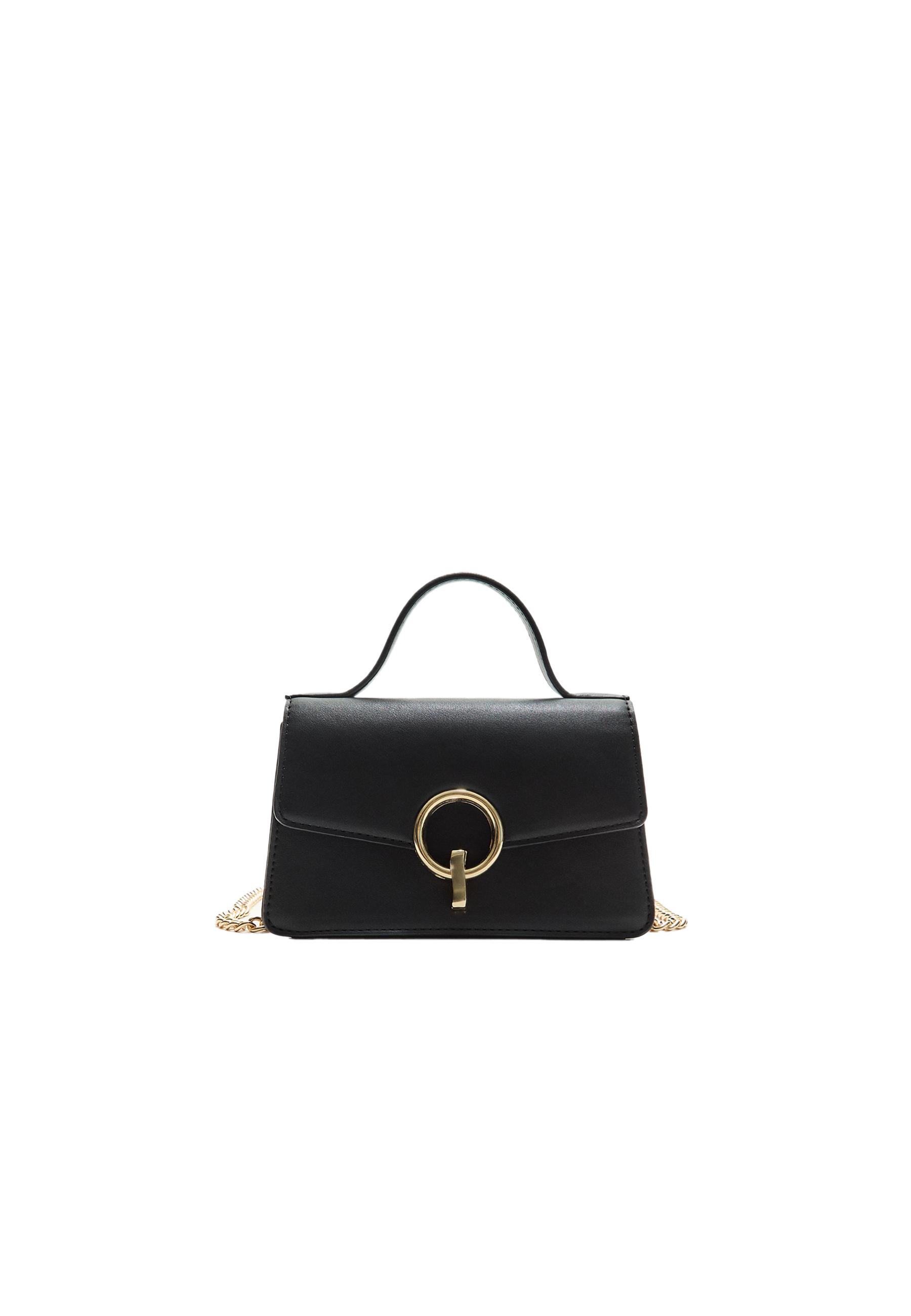 Round-clasp shoulder bag — Black
