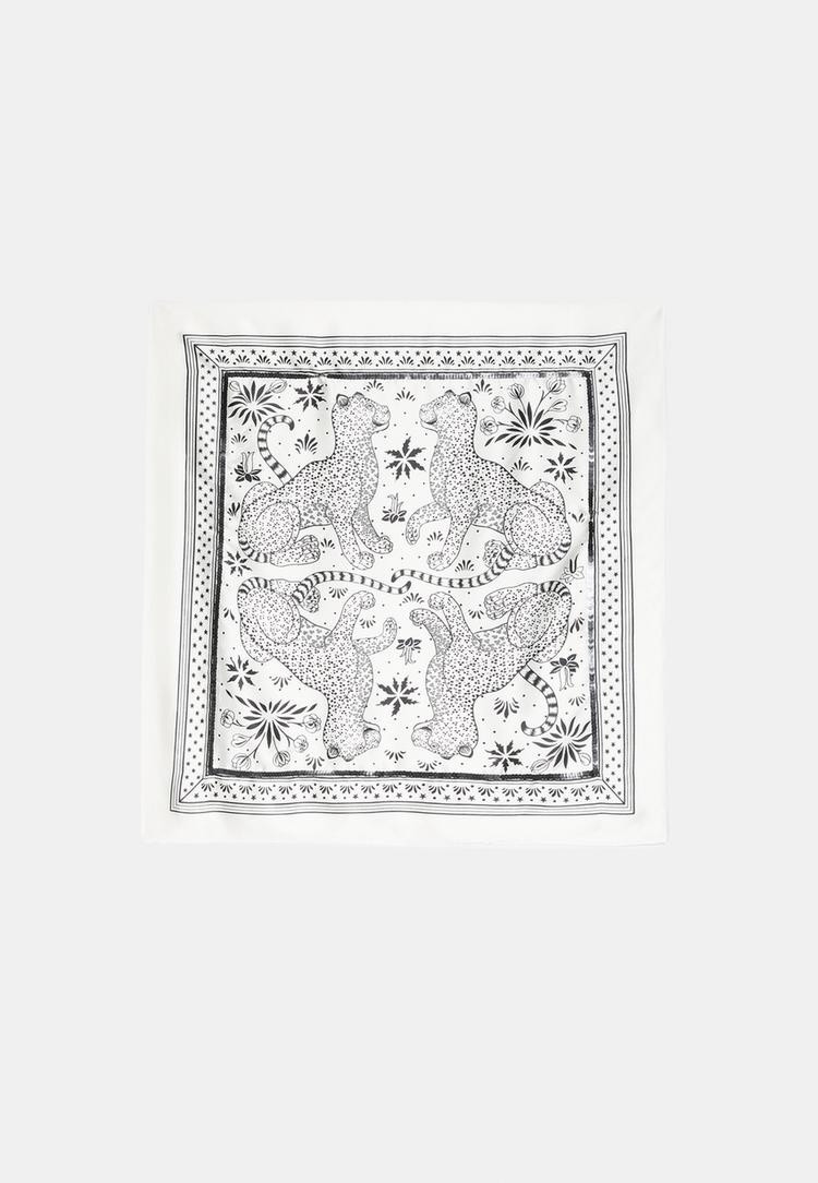 Halstuch mit Pailletten-Print Ecru OS