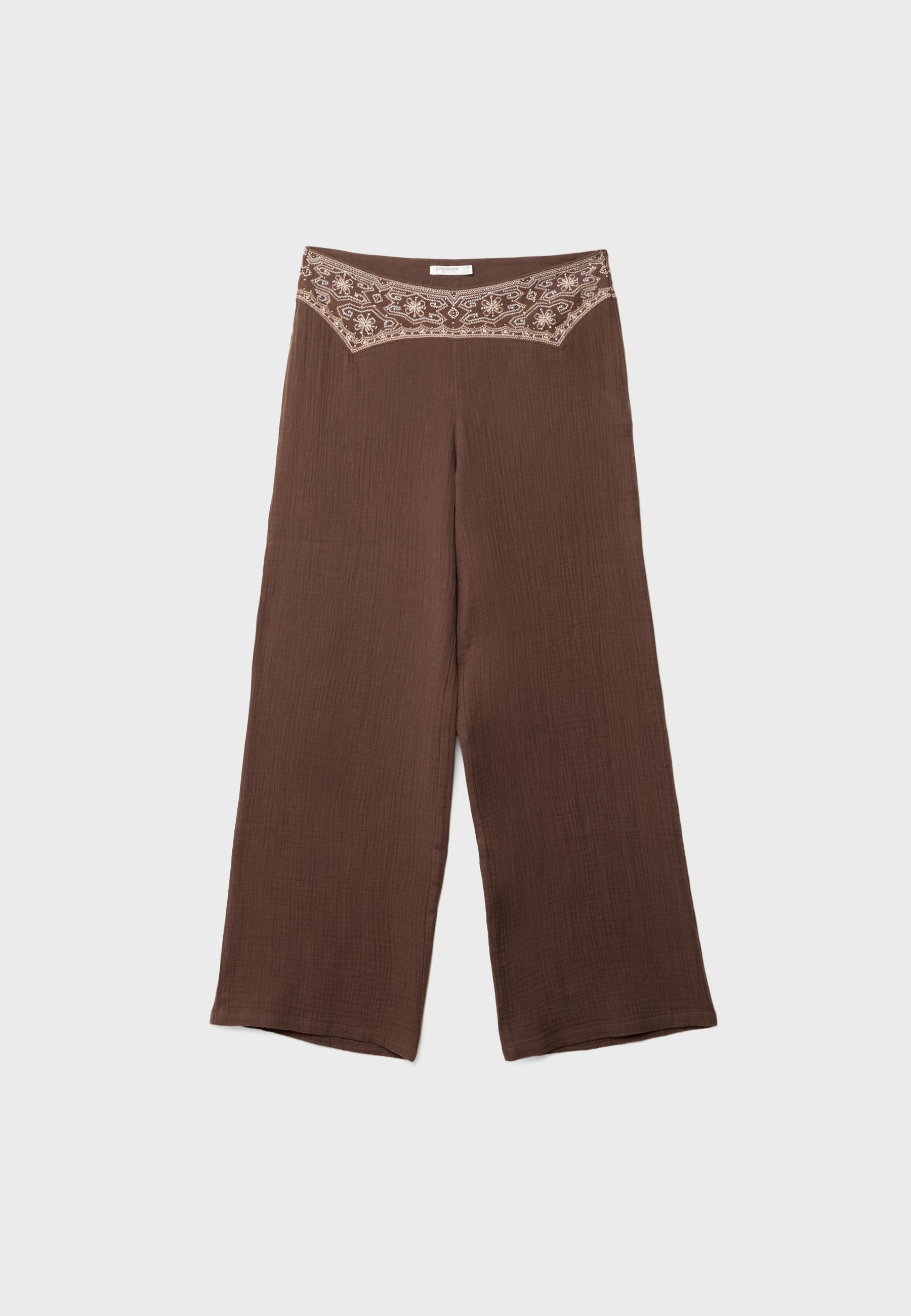 【新品】Embroidery Patchwork Trousers Embroidered patchwork trousers - Women's fashion