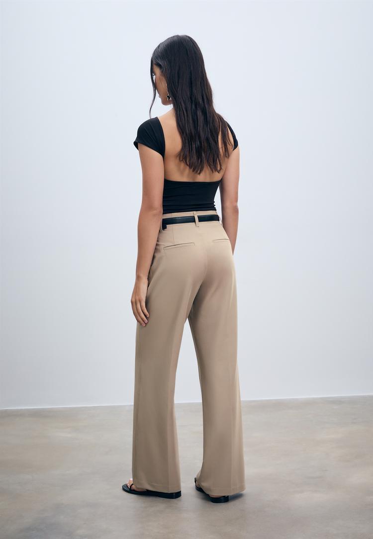 pantalon fluido recto vestir cinturon