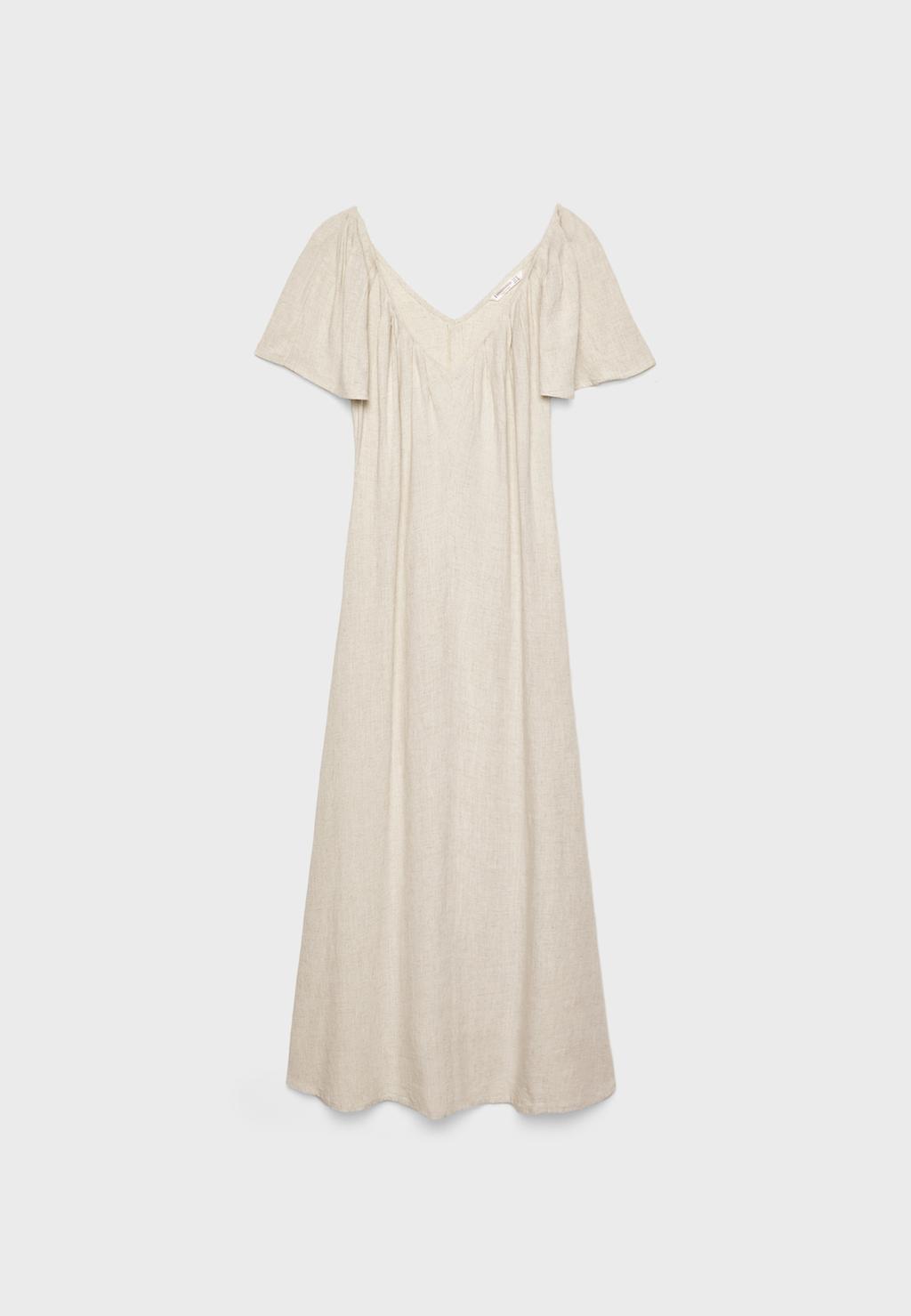 Flowing linen blend midi dress