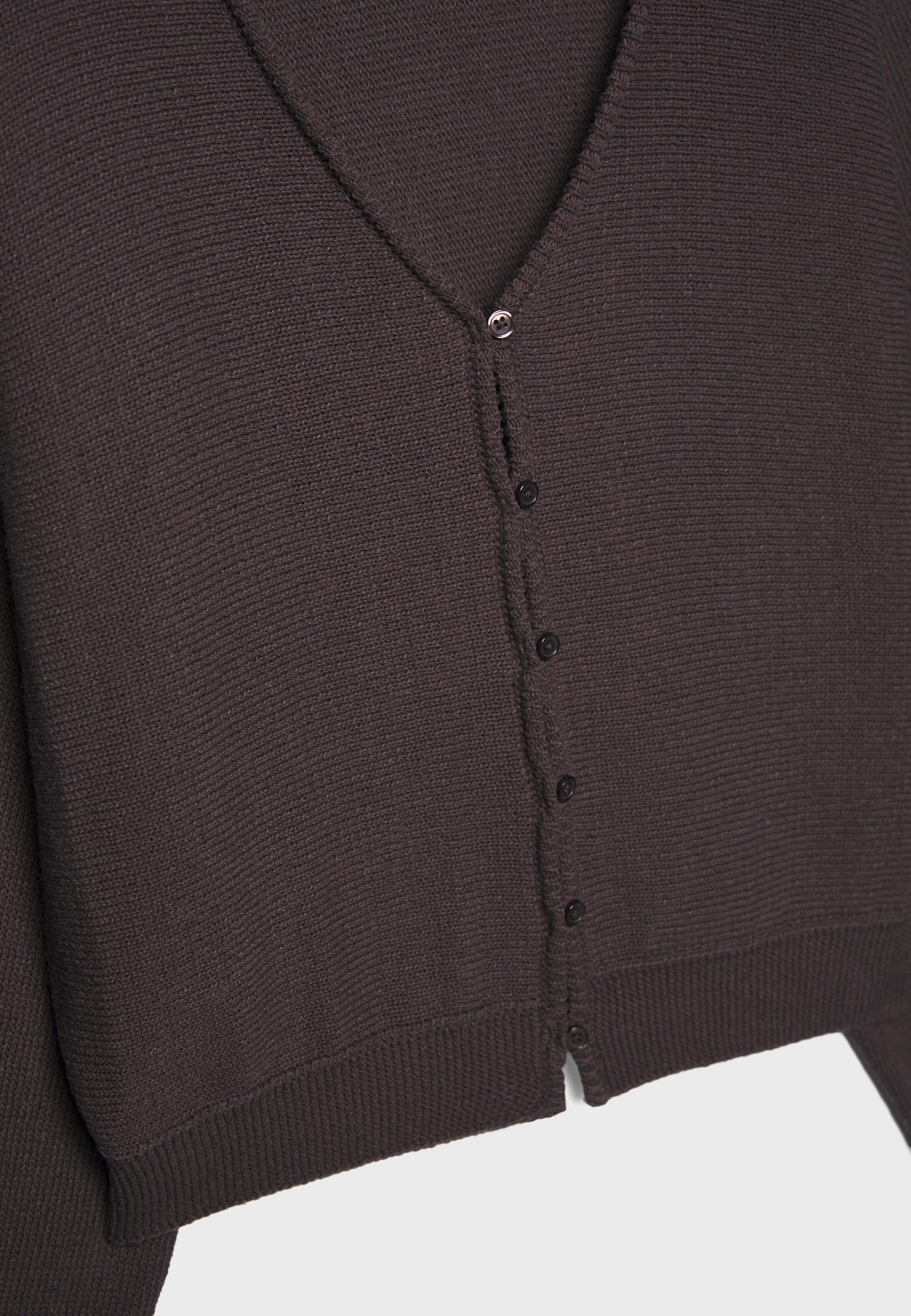 Batwing sleeve knit cardigan — Brown