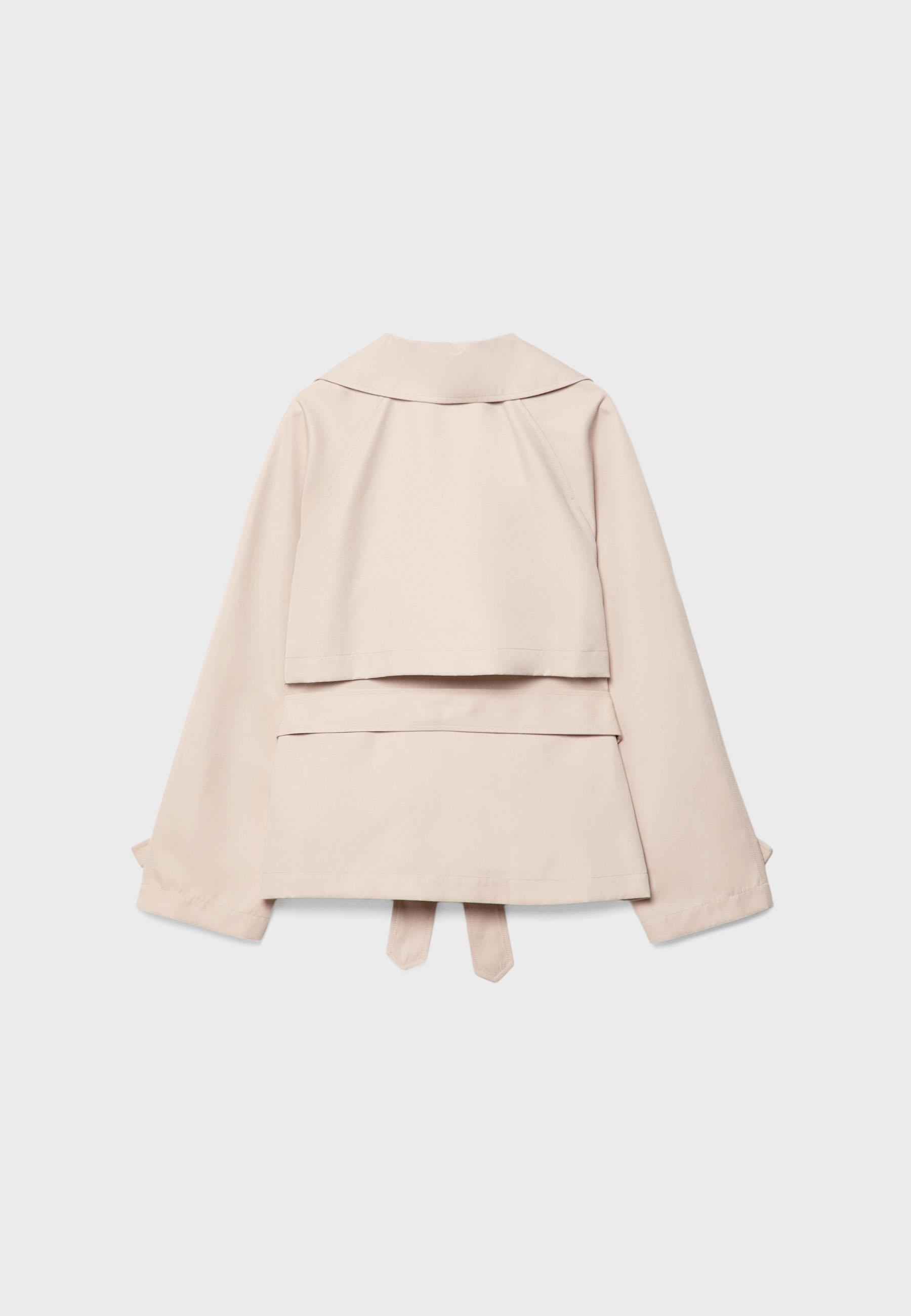 Short flowing trench coat with belt — Stone