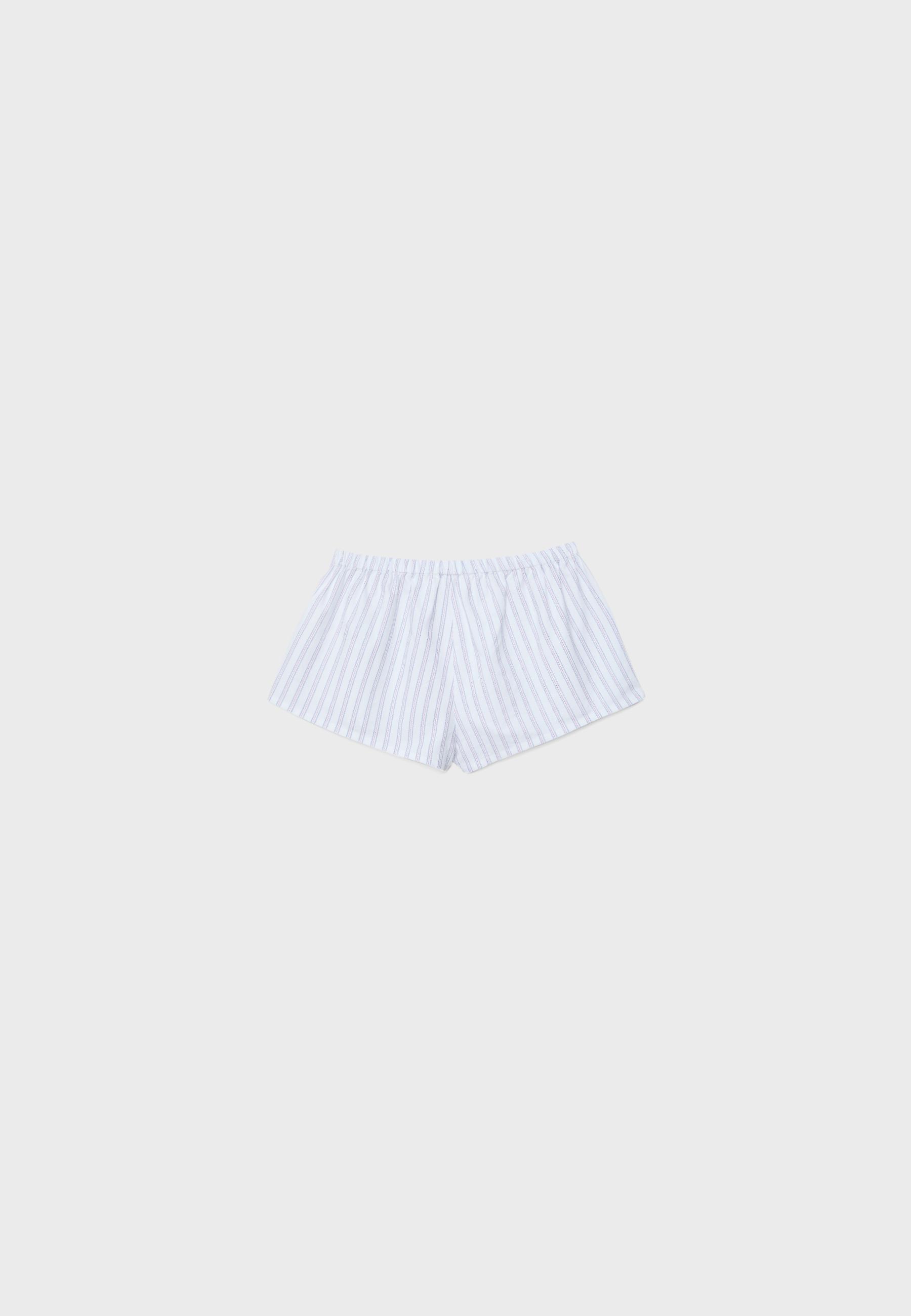 Striped buttoned mini shorts — Ecru