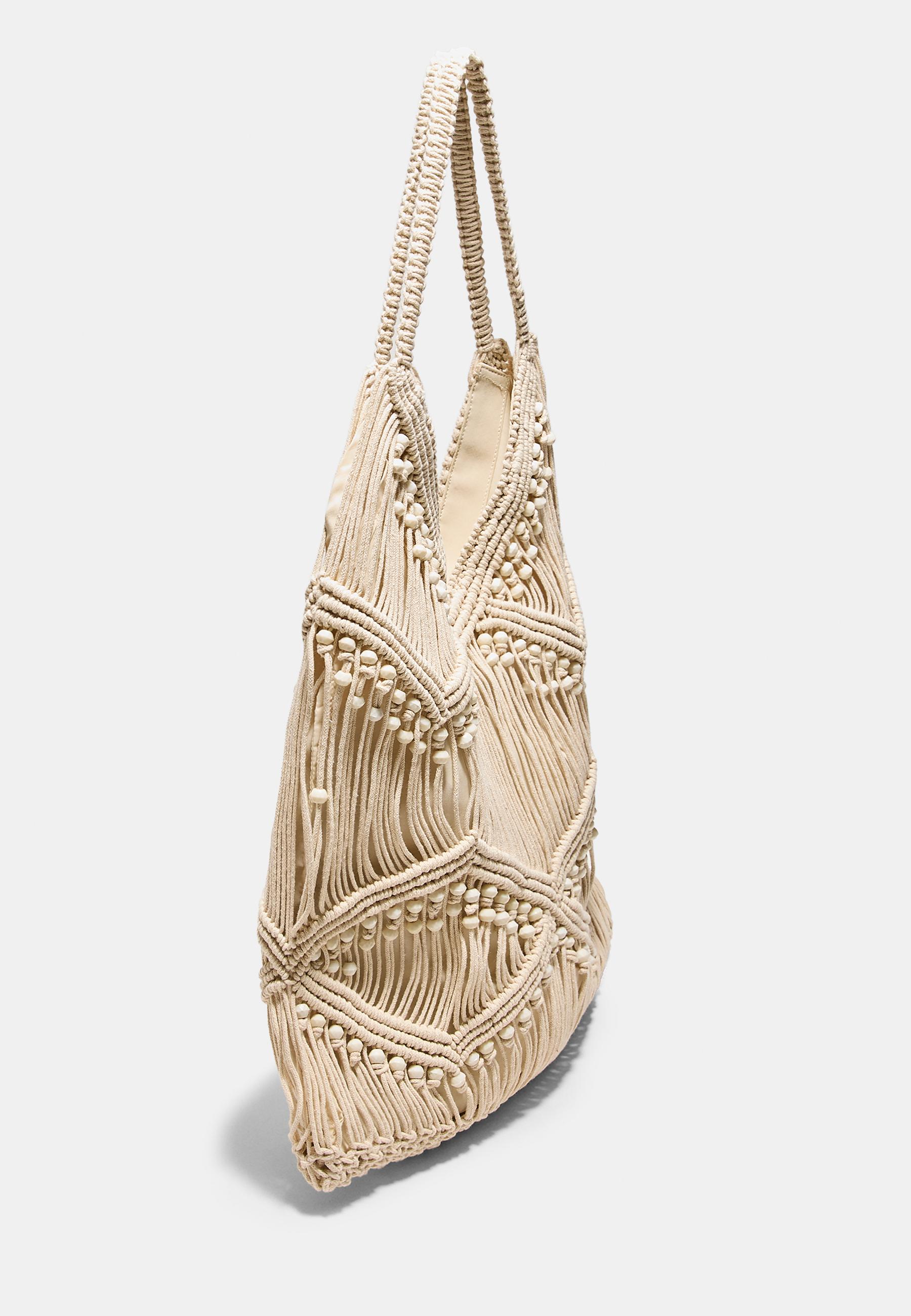 Macramé shoulder bag — Ecru