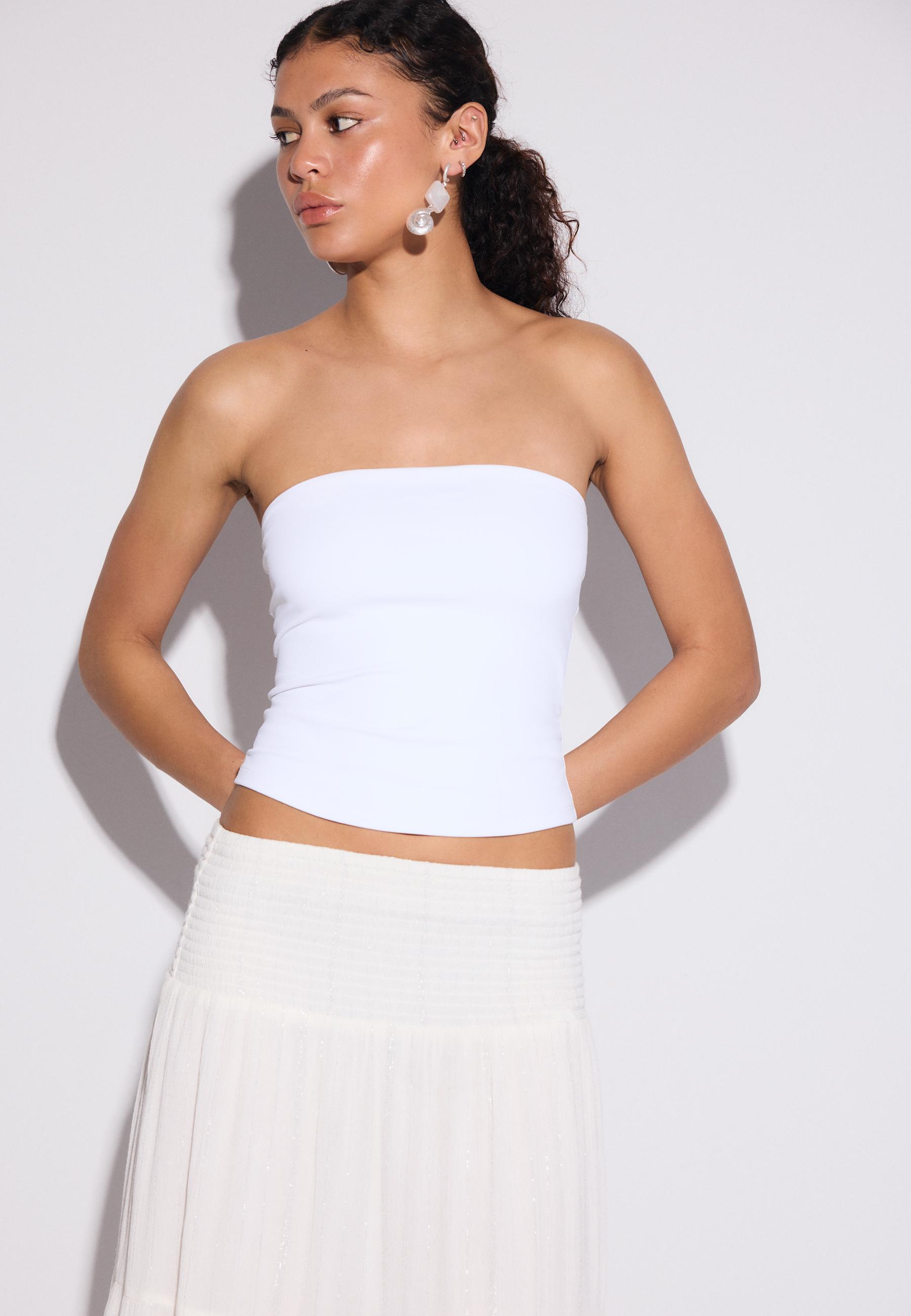 Polyamide bandeau top — White