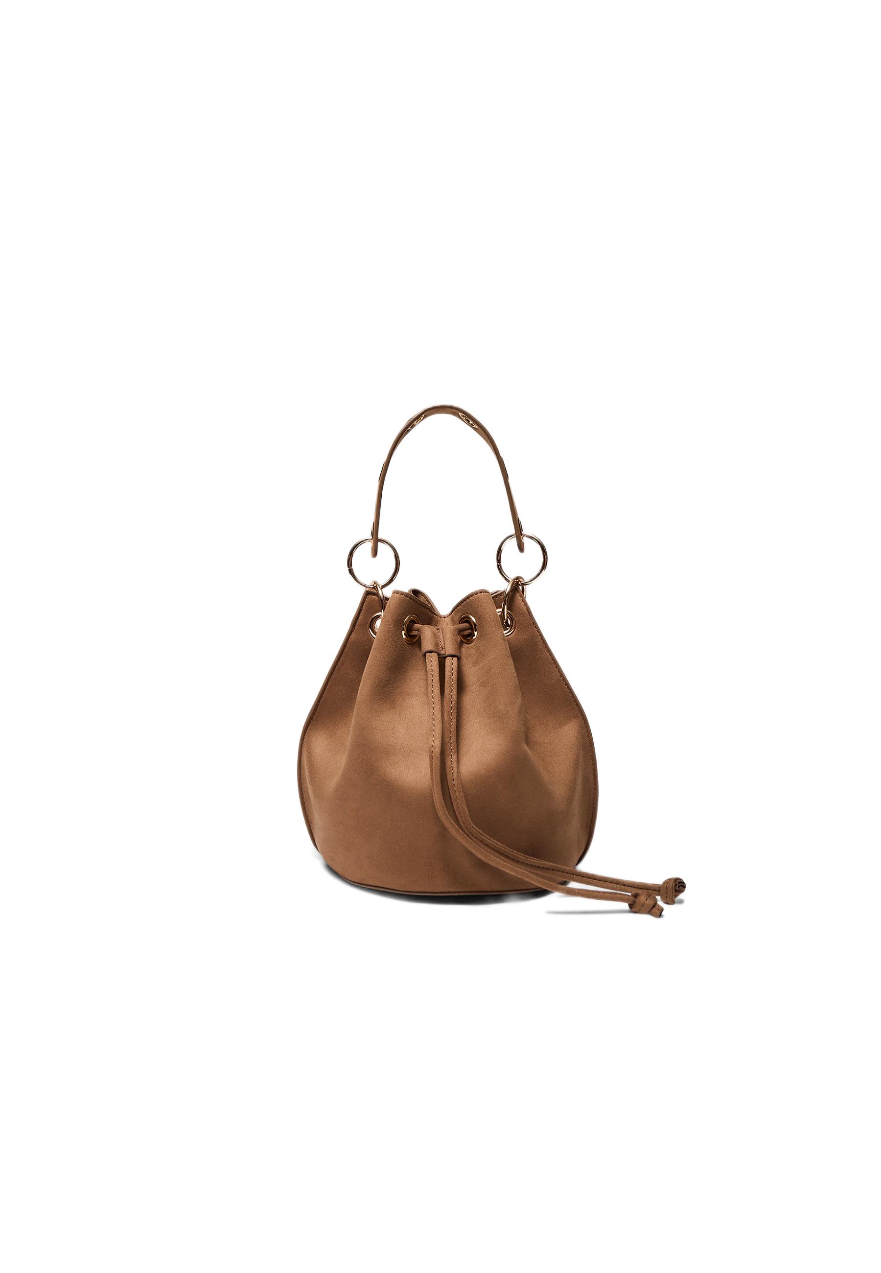 Rigid eyelet bucket bag — Caramel