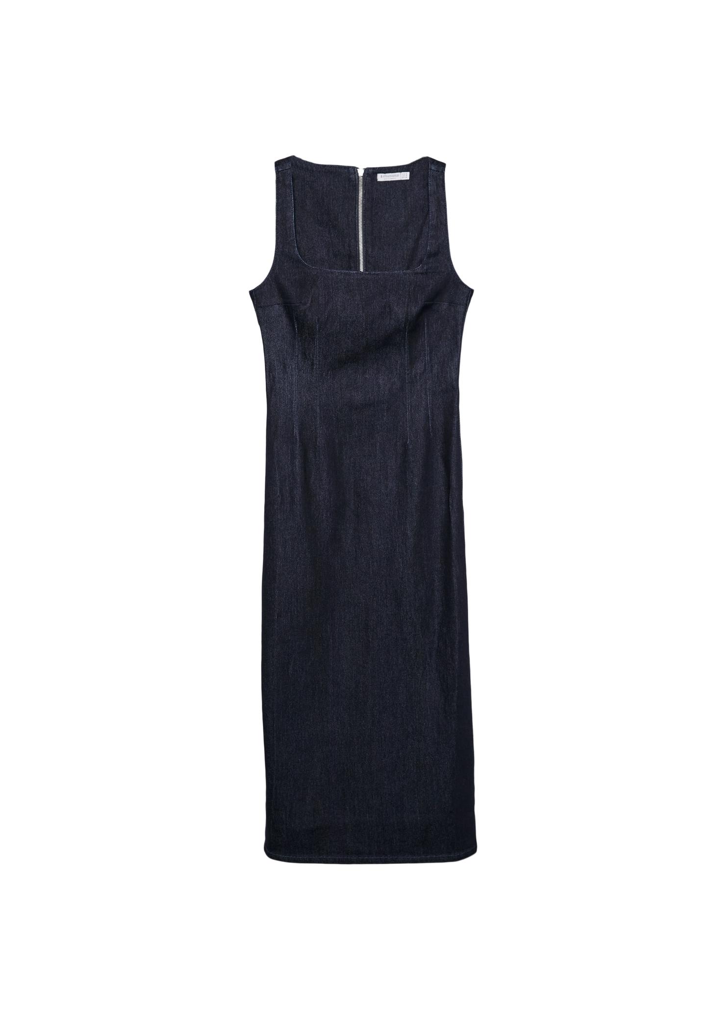 Denim midi elbise - Görsel 10