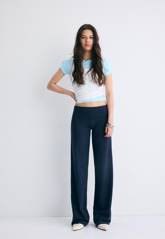pantaloni a leggings con cintura risvoltata l04548525