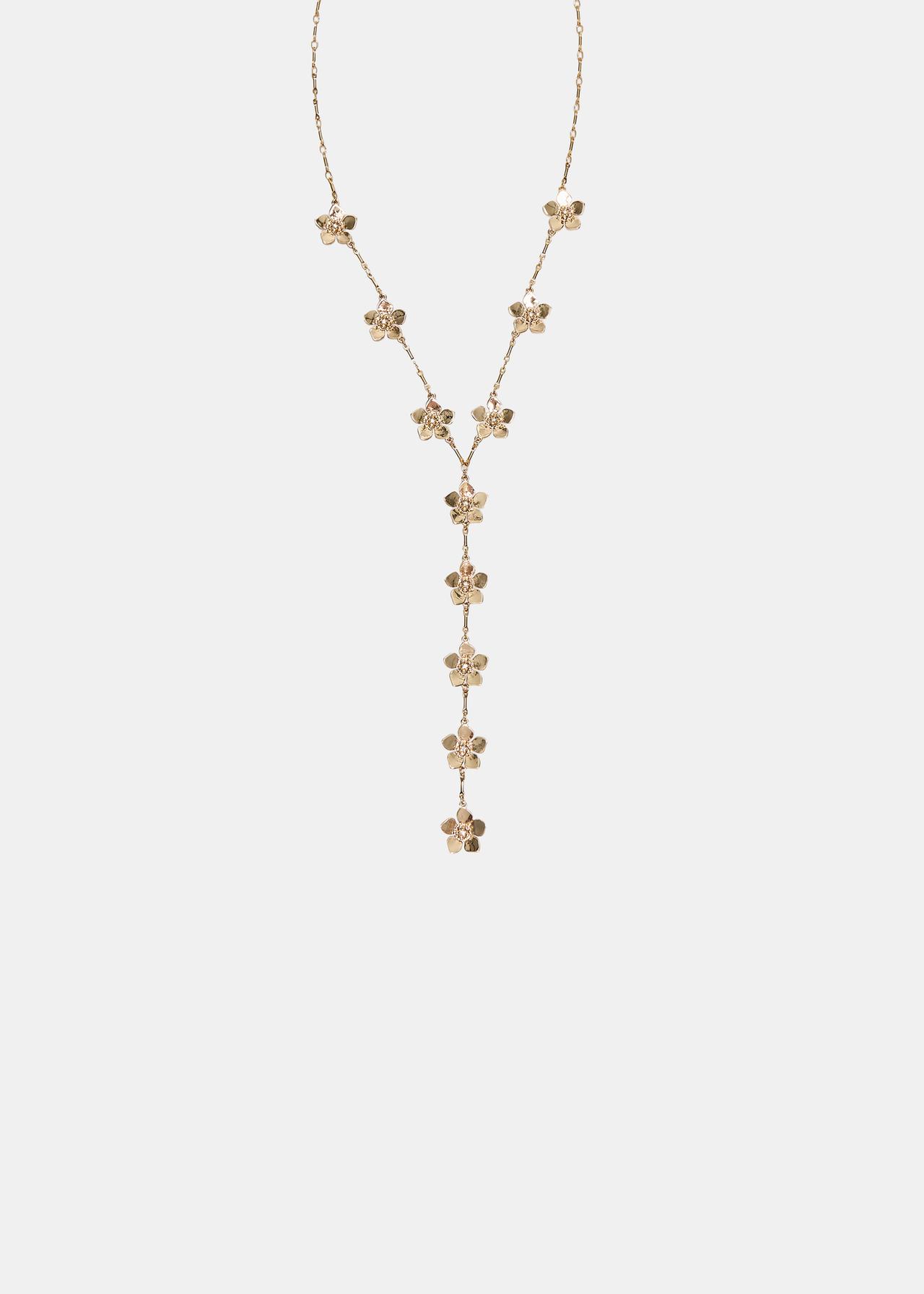 Mini flower lariat necklace — Gold