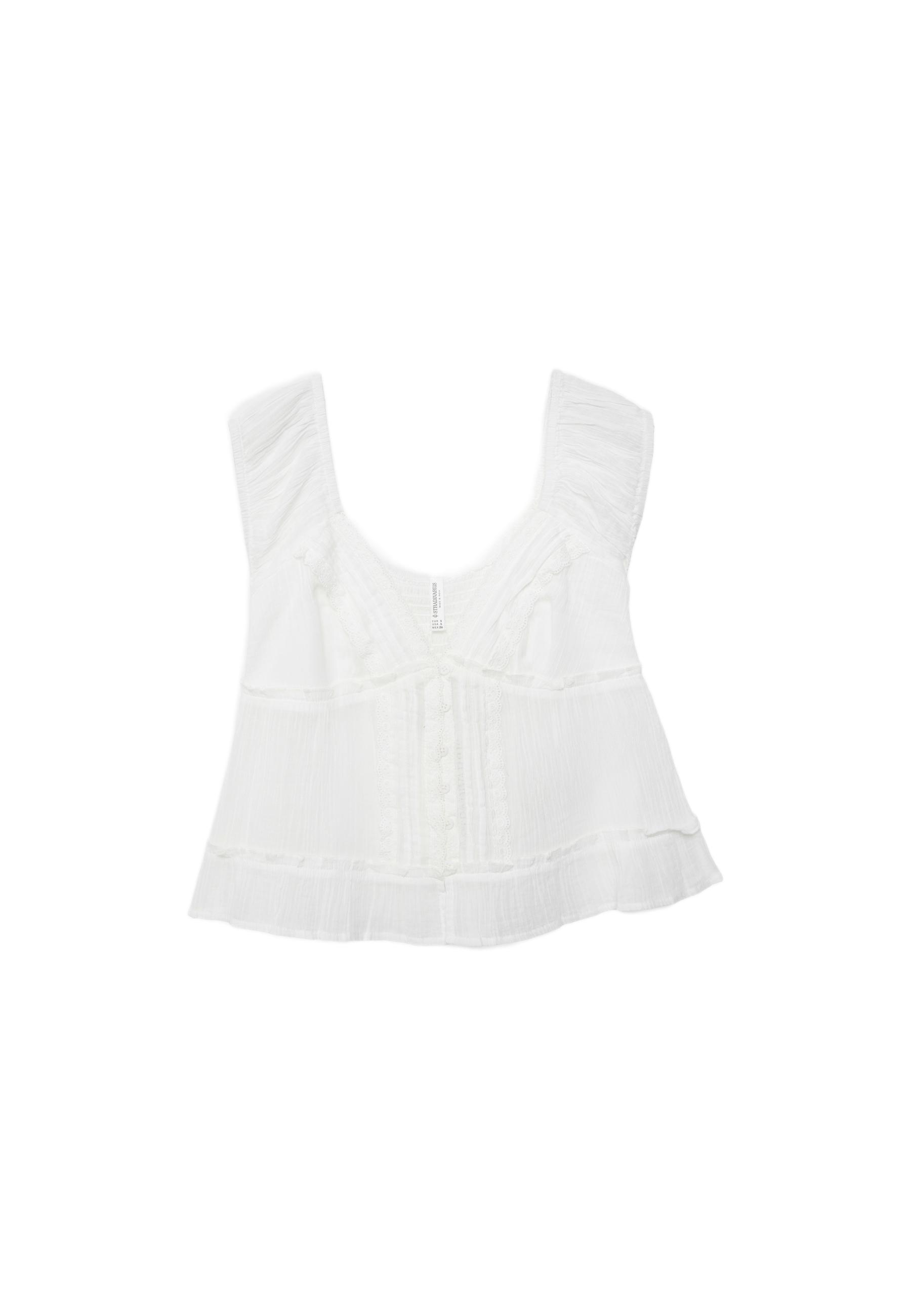 Flowing button-up top — White