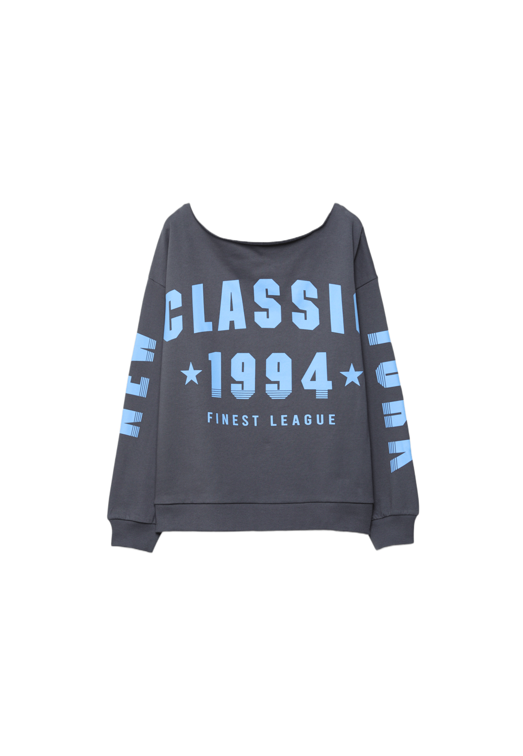 Printed boat neck sweatshirt — Dark grey