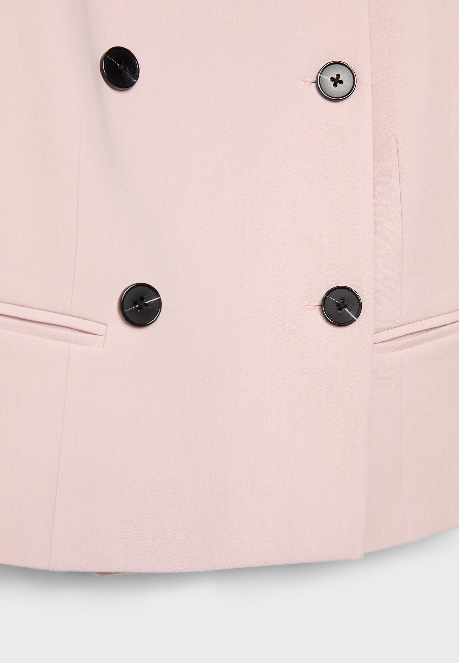 Cropped round neck blazer — Pastel pink