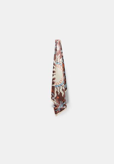 Marine print scarf — Brown 3