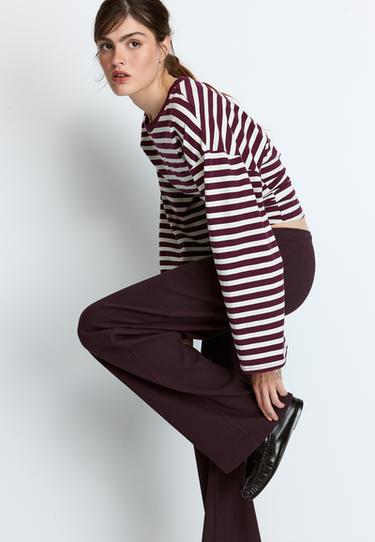 Soft-touch ribbed trousers — AUBERGINE 6