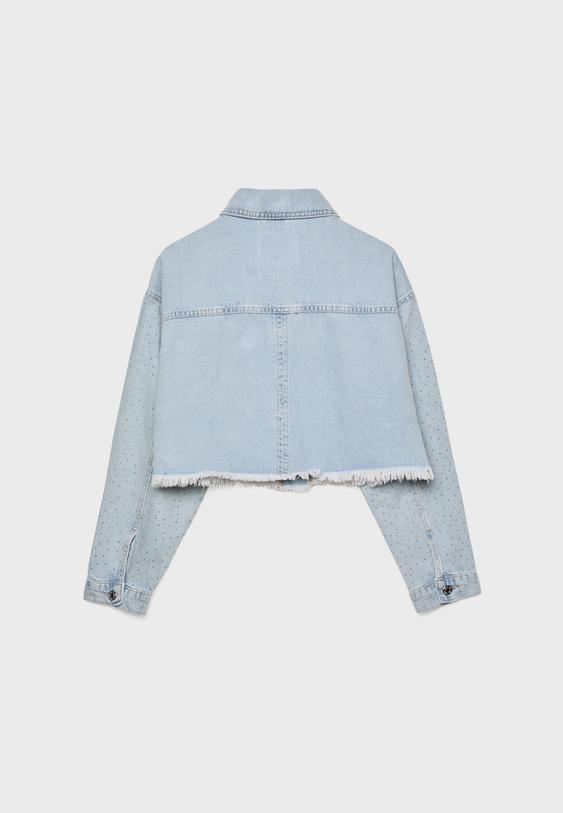 Parlak taşlı crop denim ceket_1