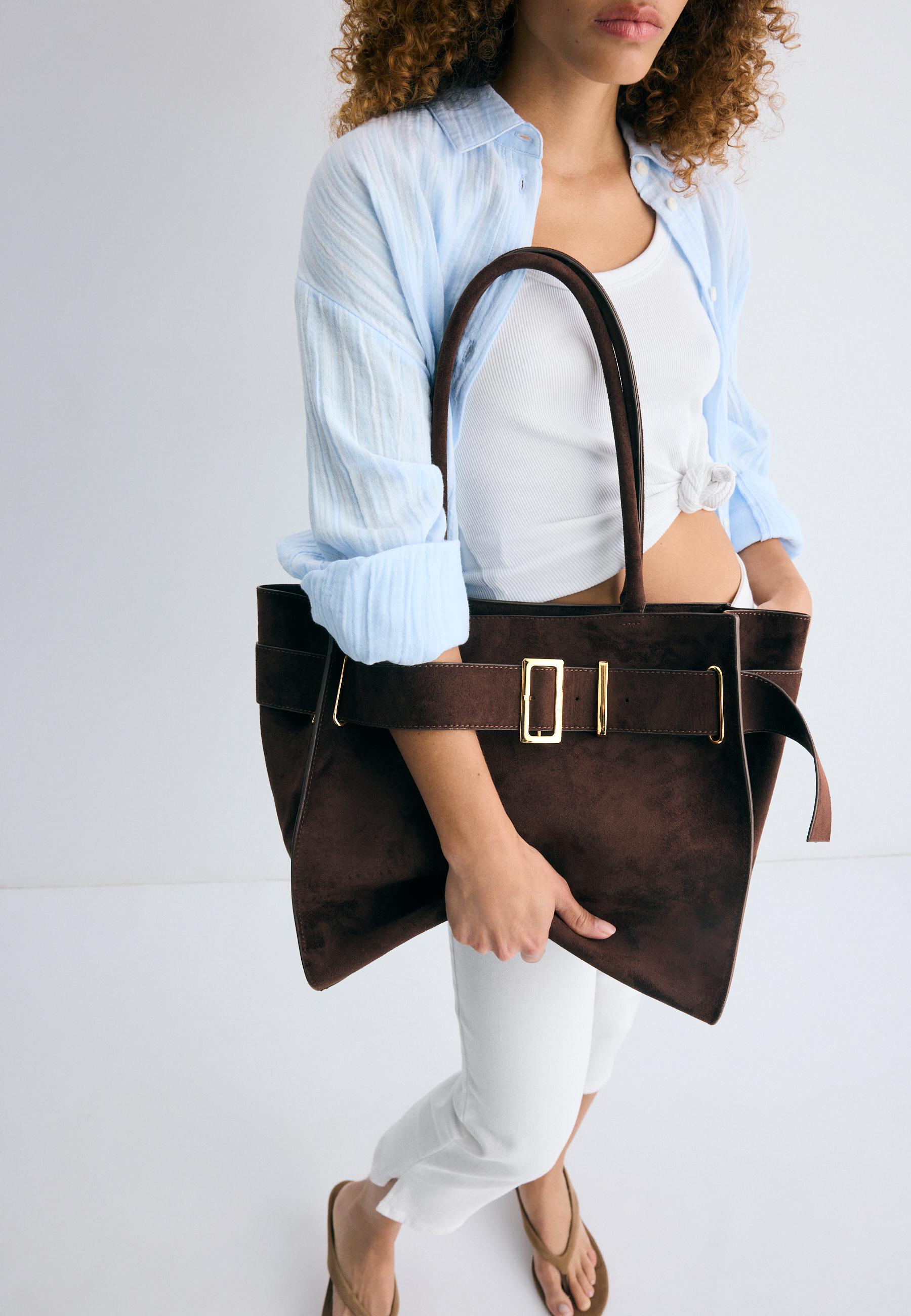 Toka detaylı şehir shopper çantası - Görsel 2