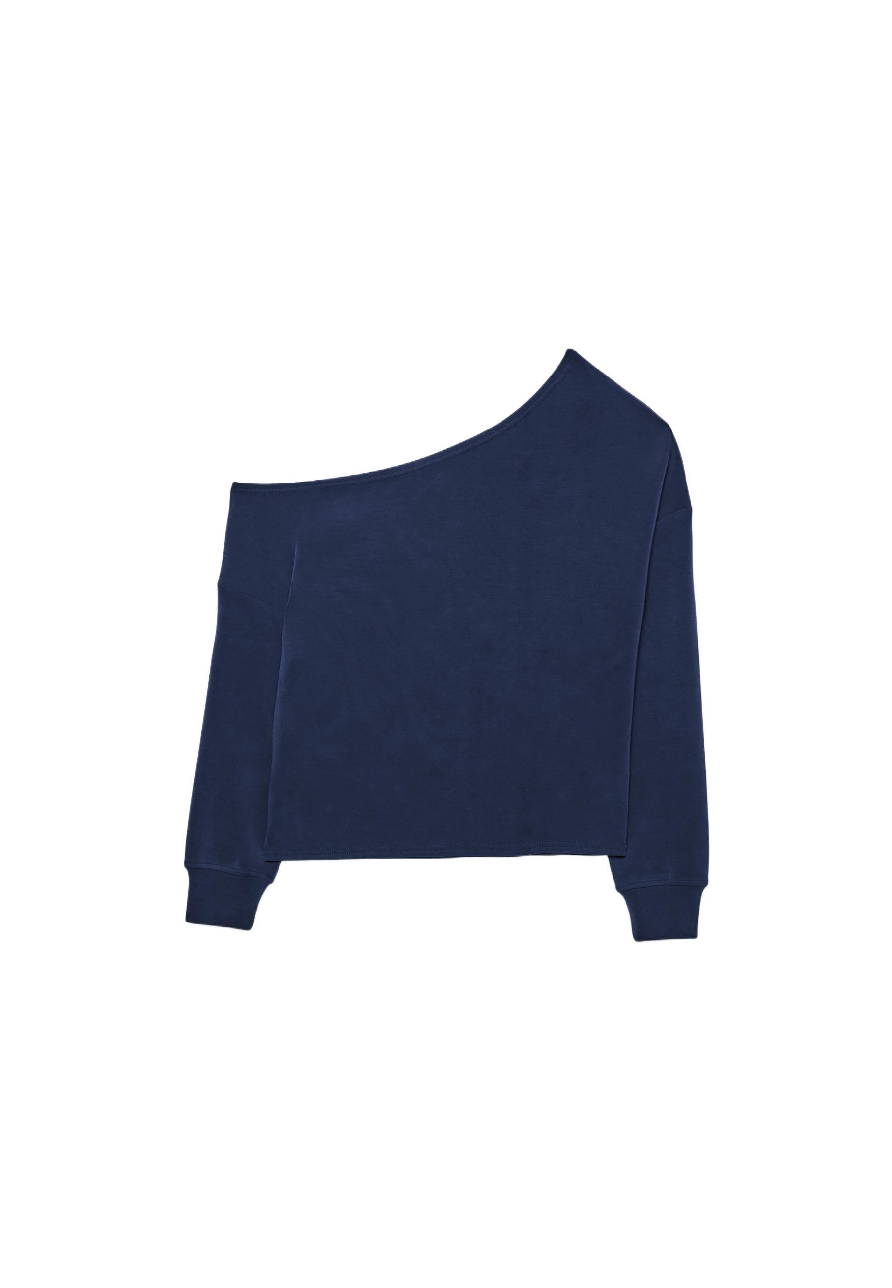 Soft-touch off-the-shoulder sweatshirt — Dark blue