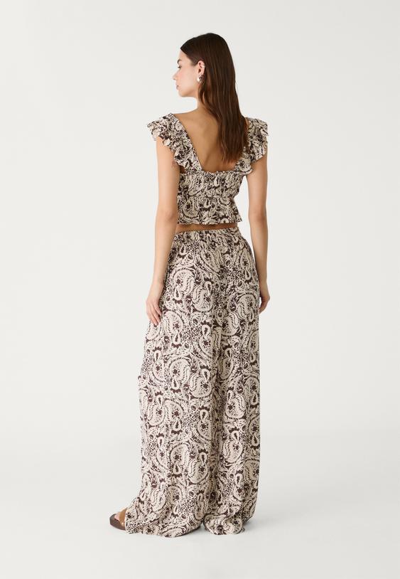 pantalon fluido palazzo estampado