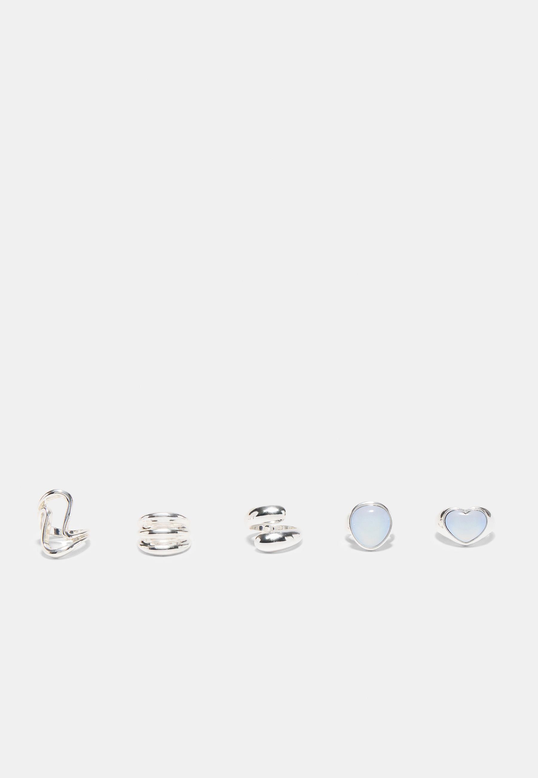 Set of 5 heart rings — Grey