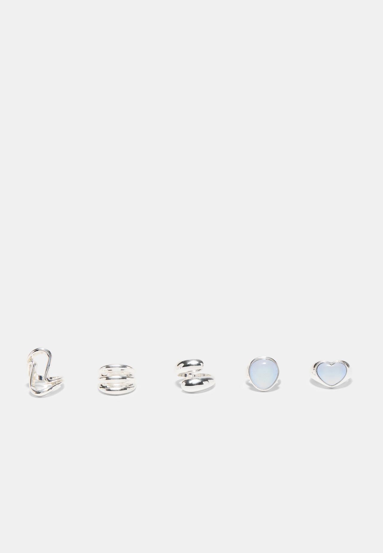 Set of 5 heart rings — Grey