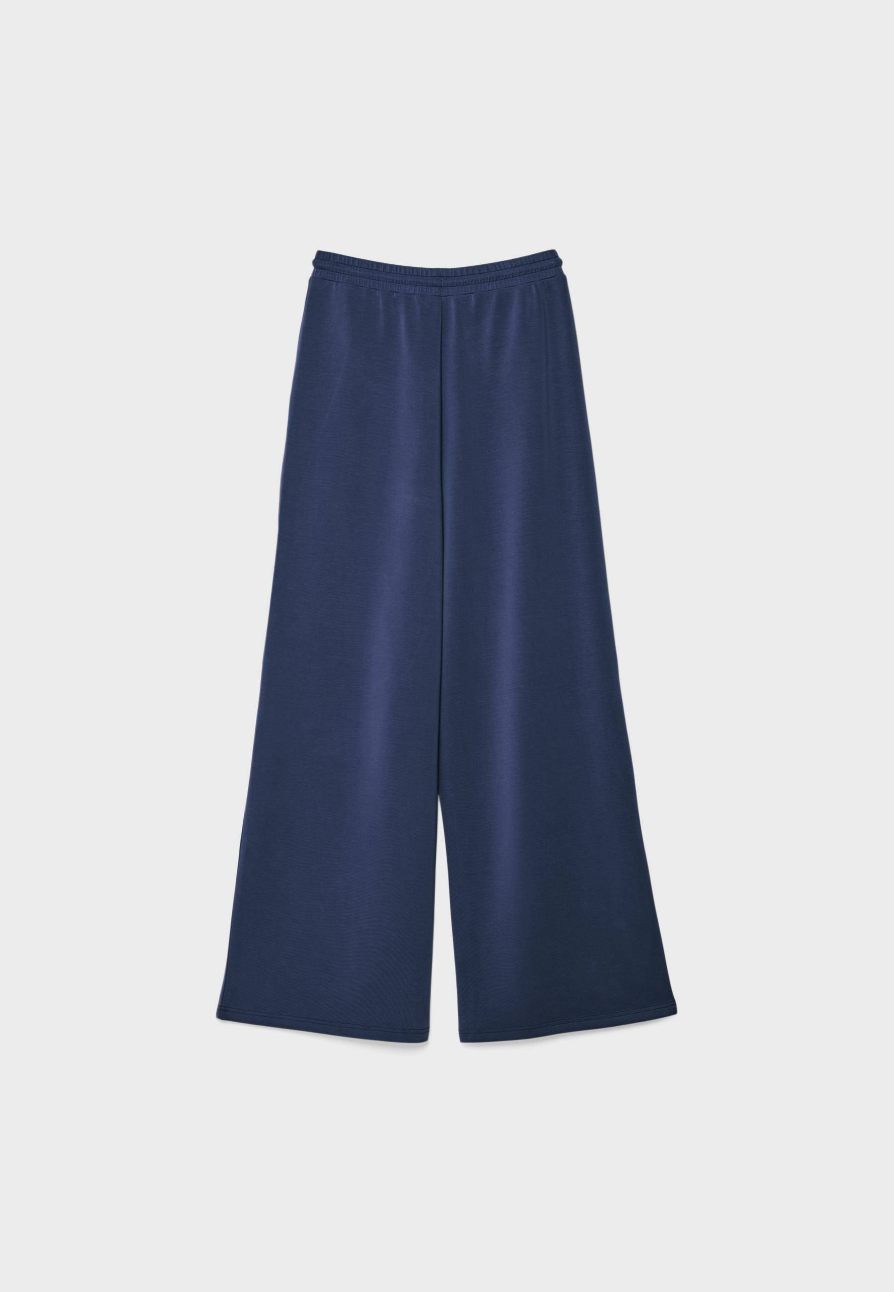 Soft-touch palazzo joggers — Dark blue
