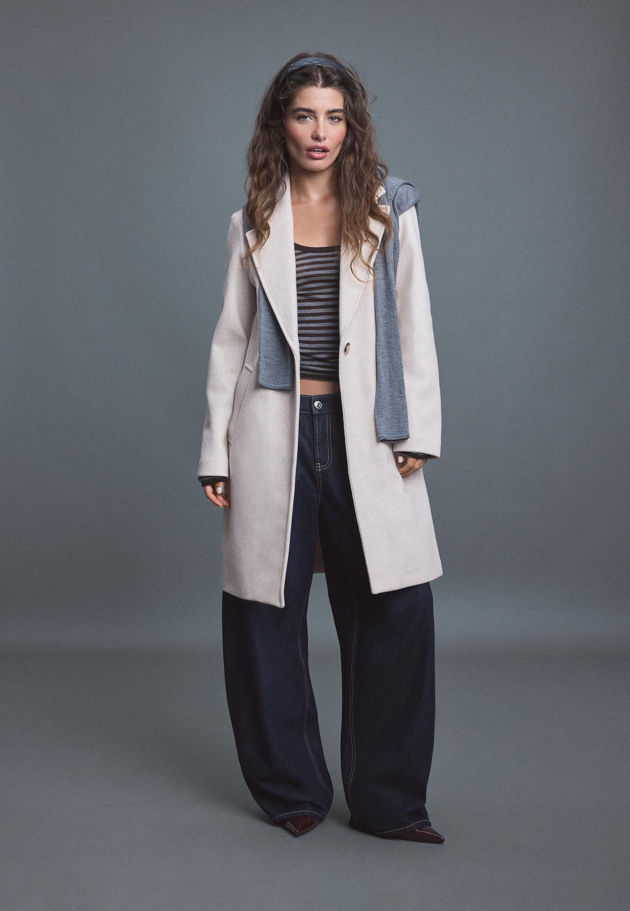 Midi button coat — Ecru