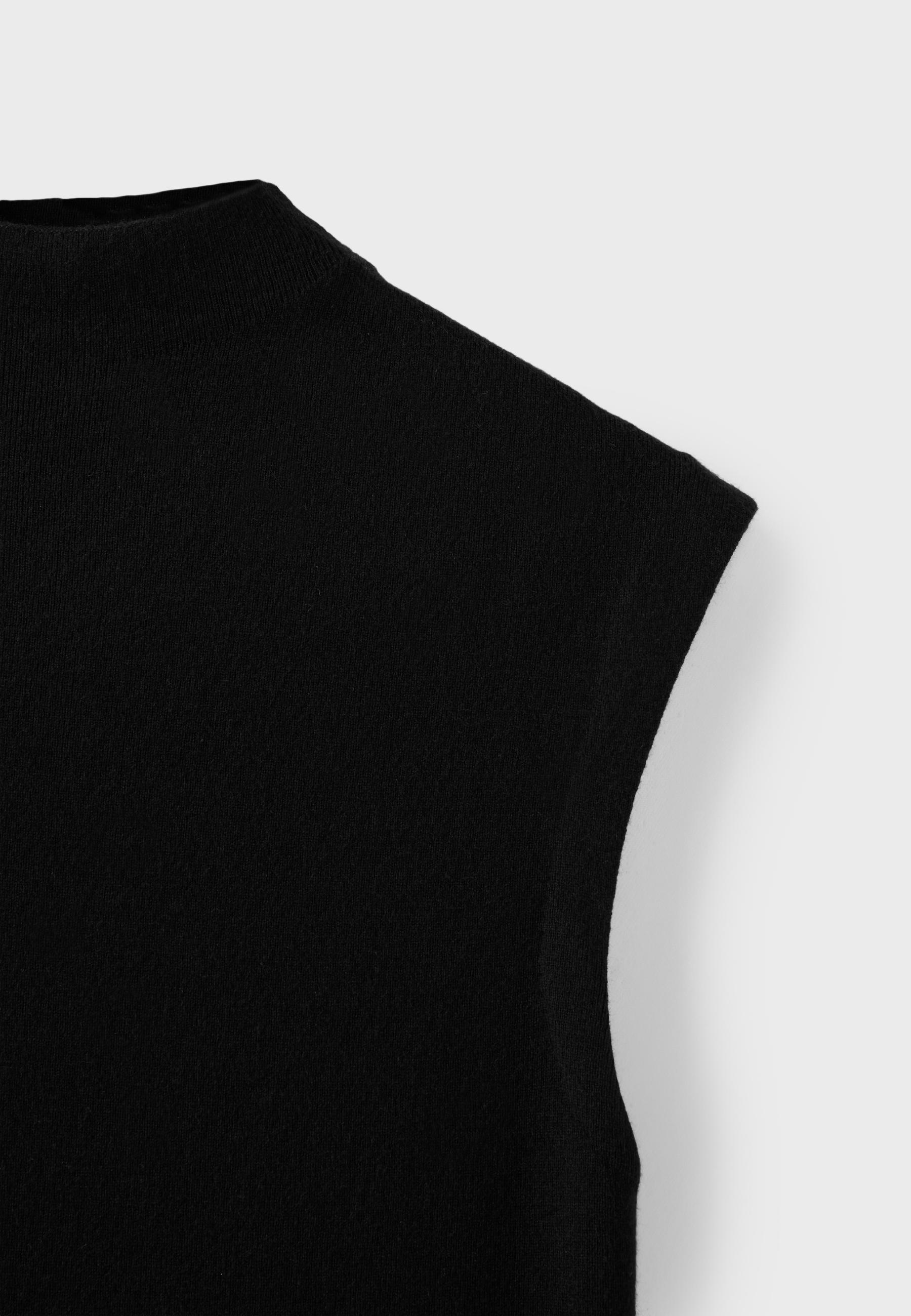 Stand collar knit top — Black
