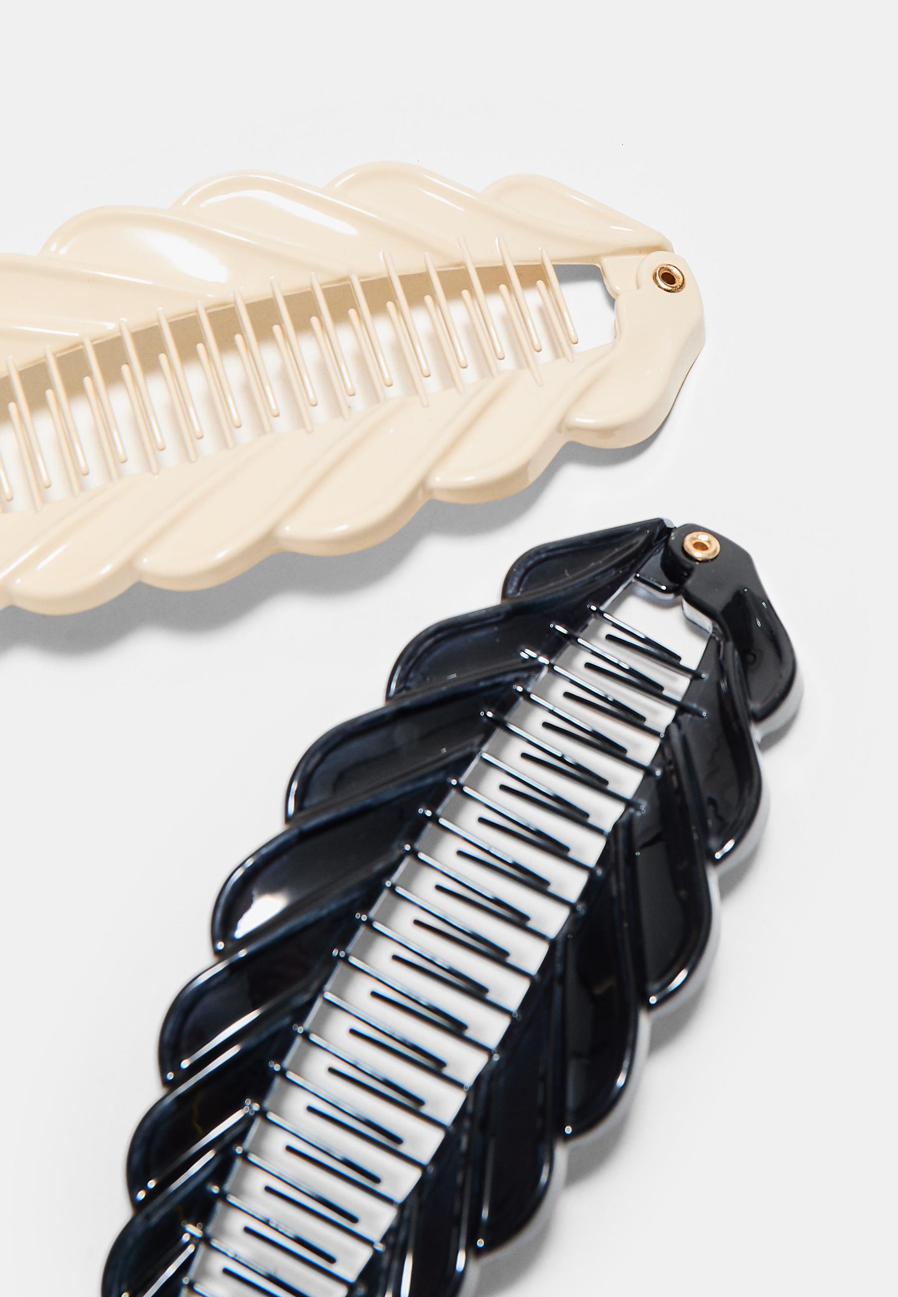 Set of 2 wavy banana hair clips — Black