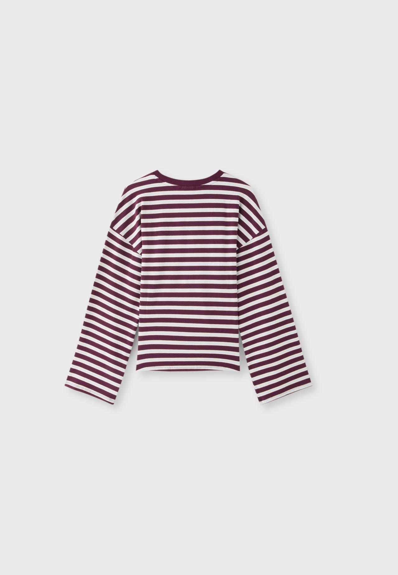 Striped long sleeve Japanese-style top — Dark purple