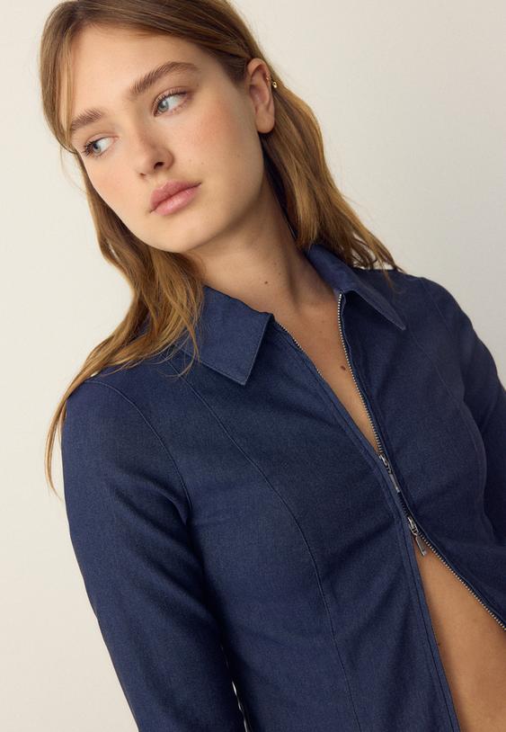 camisa fitted doble cremallera bengalina tejana