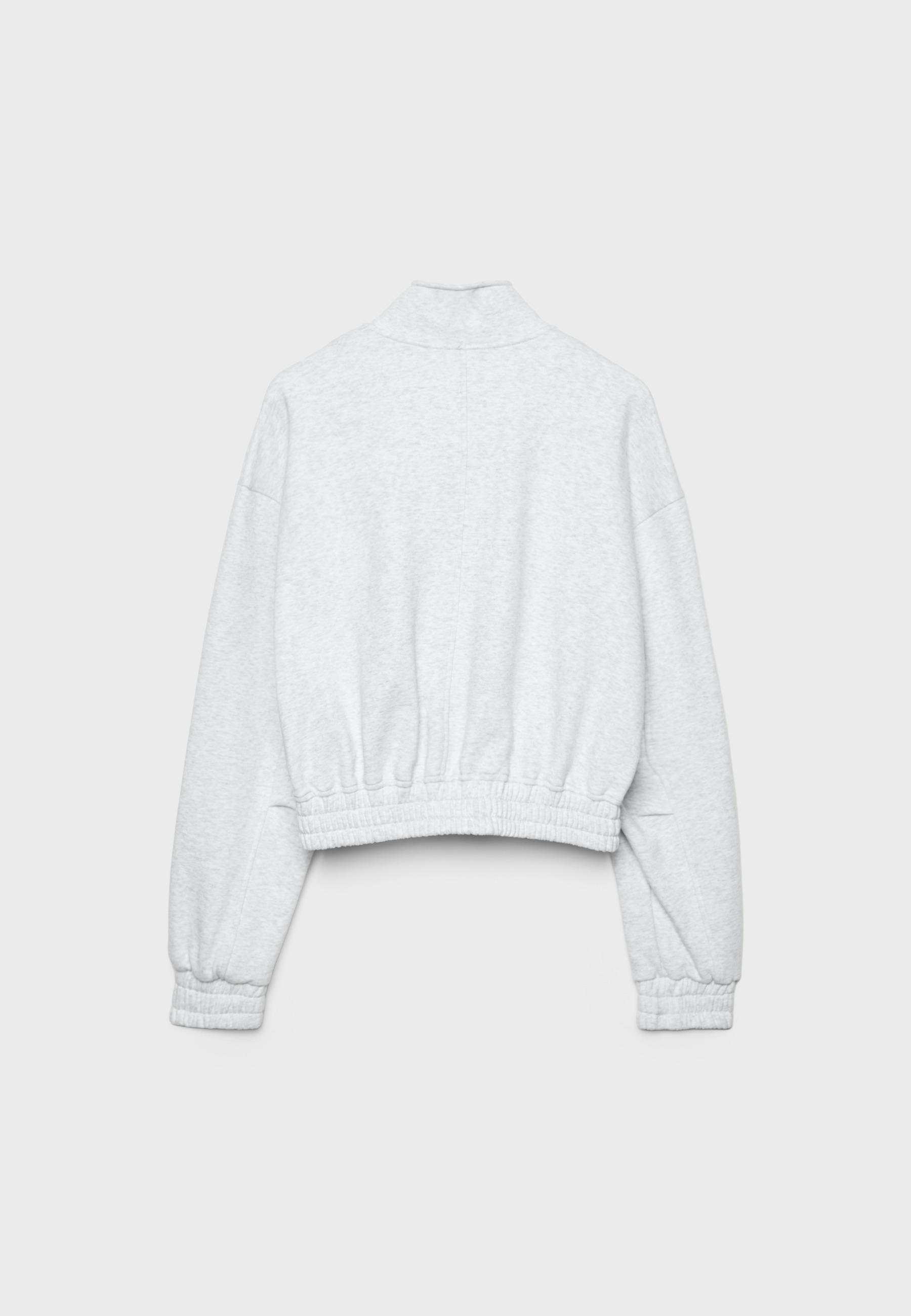 High neck sweatshirt jacket — Grey melange