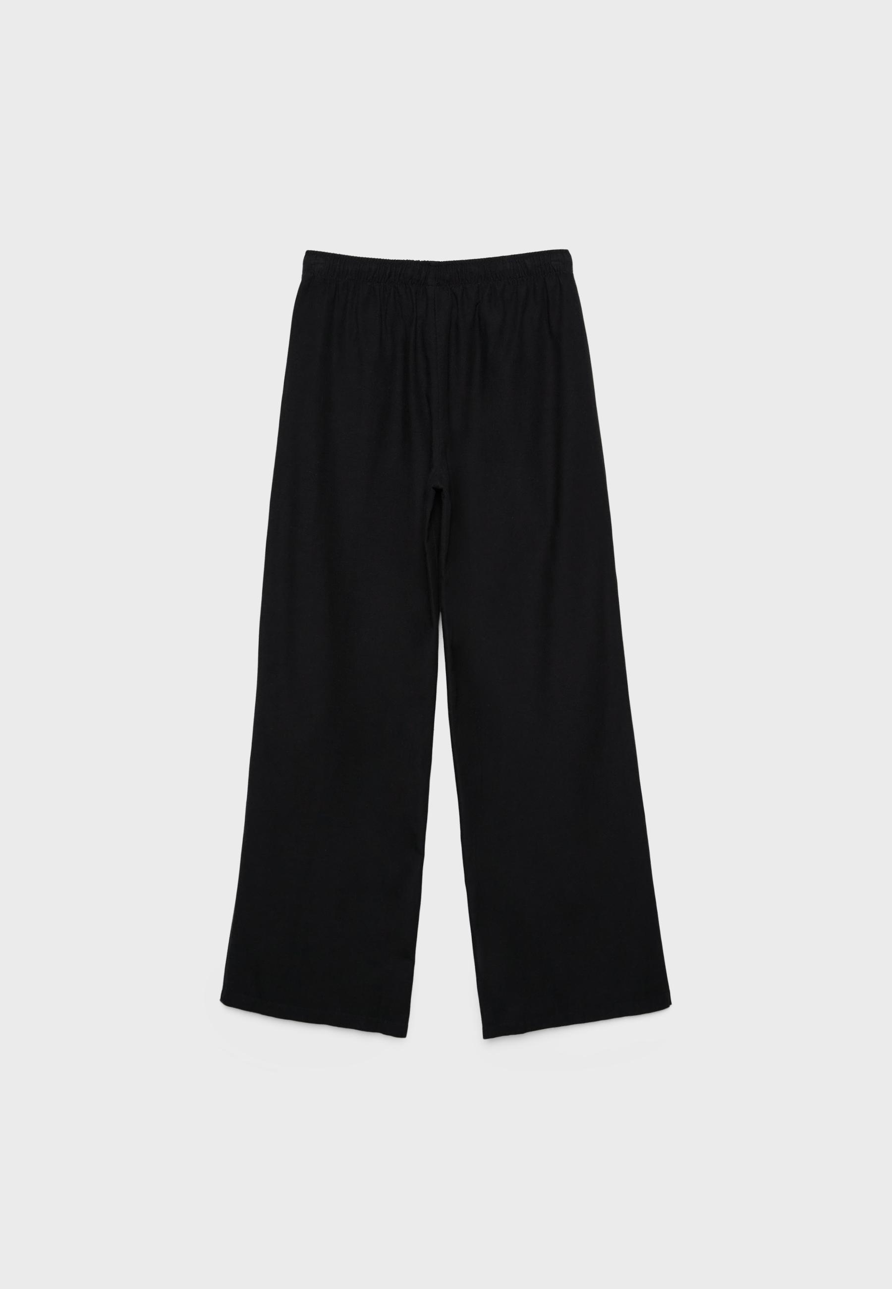 Linen-effect drawstring trousers
