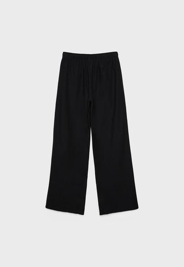 Linen-effect drawstring trousers — Black 8